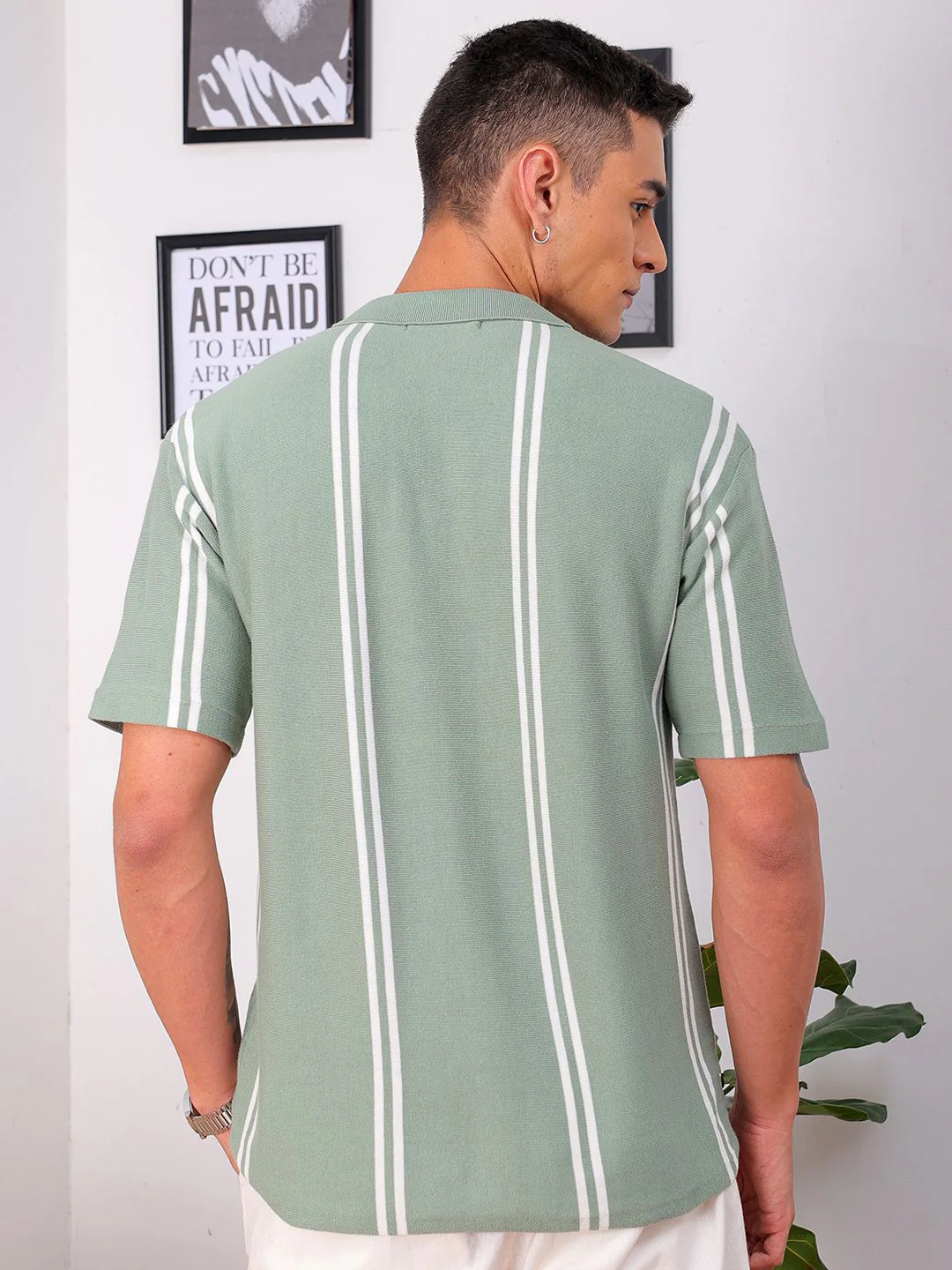 The Indian Garage Co Men Relaxed Fit Striped Flat Knit Polo Resortwear Shirt - Image 4