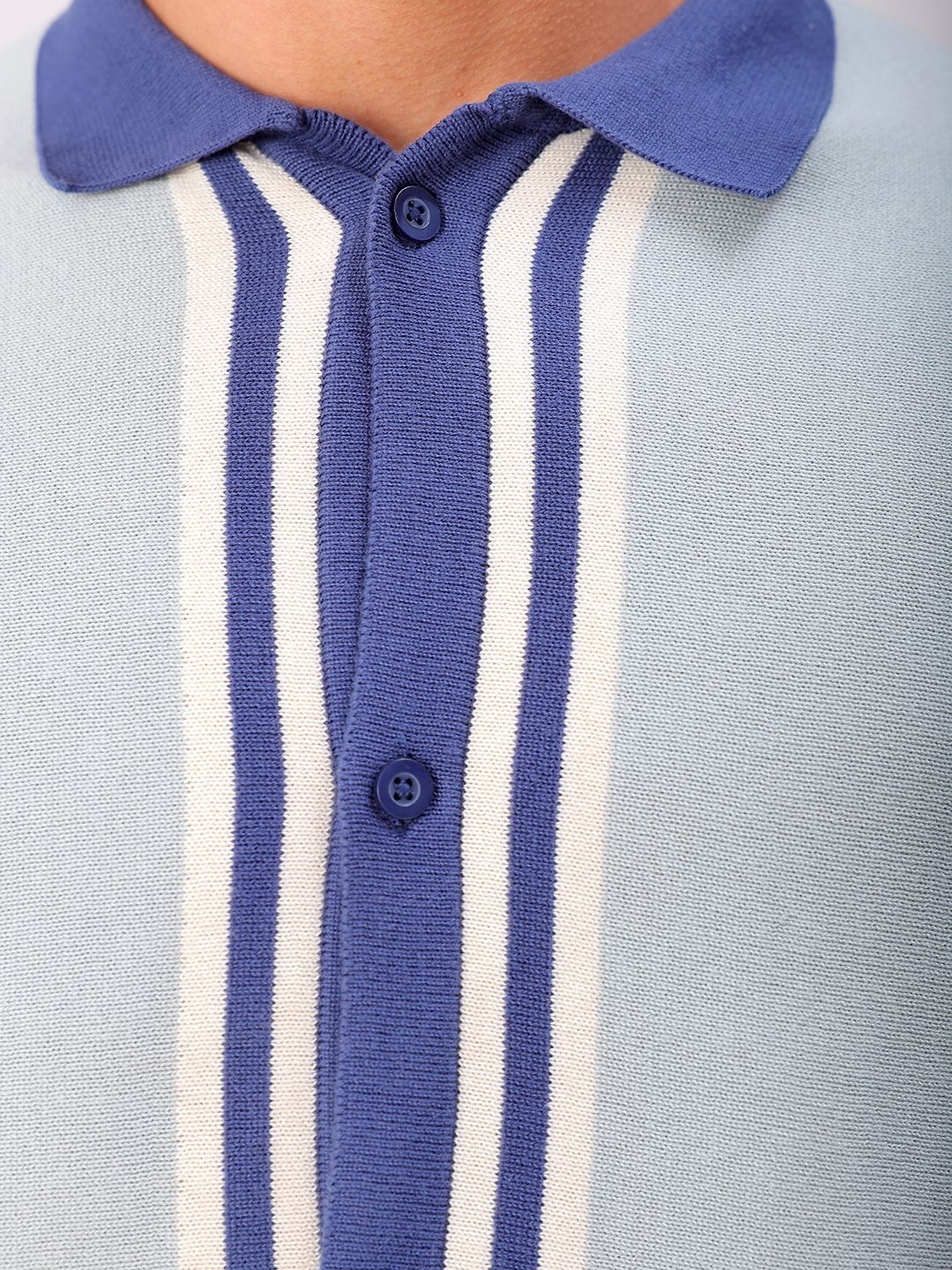 The Indian Garage Co Men Relaxed Fit Striped Flat Knit Polo Resortwear Shirt - Image 2