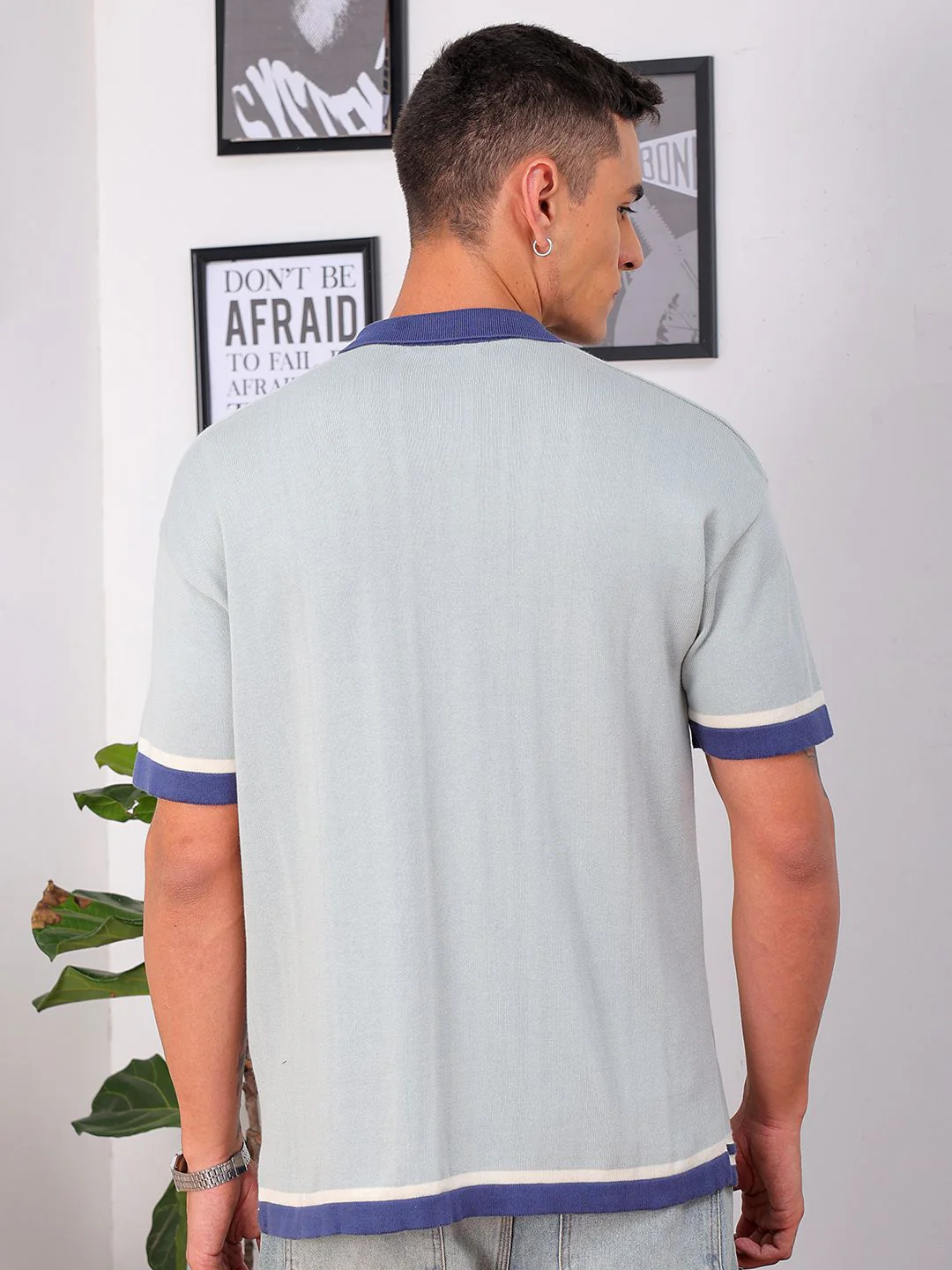 The Indian Garage Co Men Relaxed Fit Striped Flat Knit Polo Resortwear Shirt - Image 4