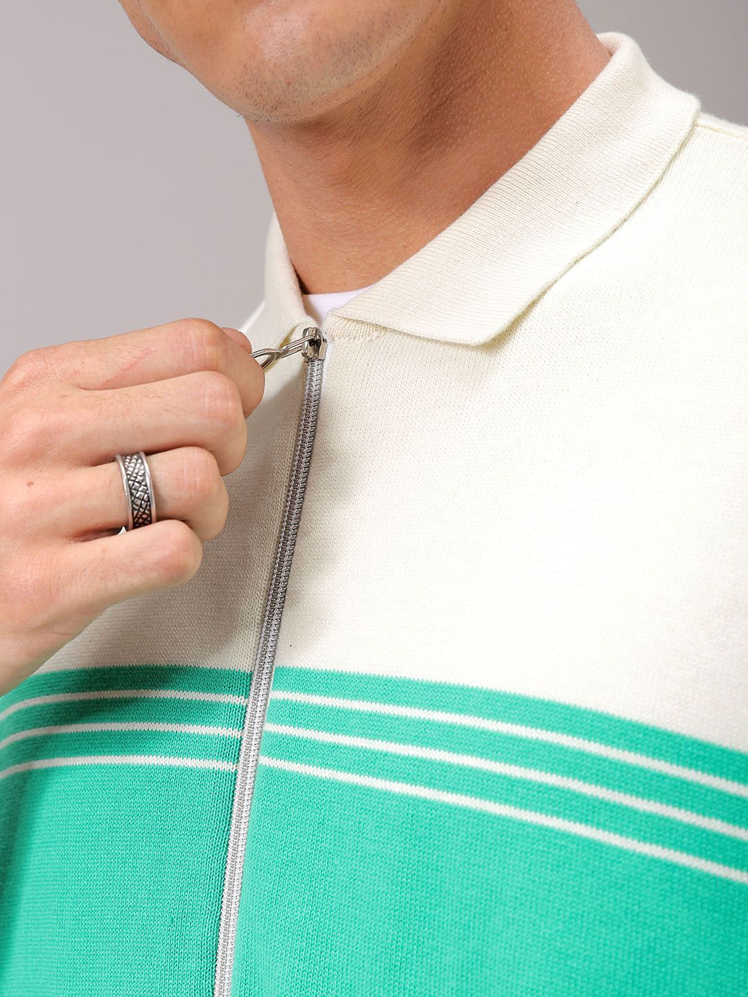 The Indian Garage Co Men Relaxed Fit Striped Flat Knit Polo Resortwear Shirt - Image 10