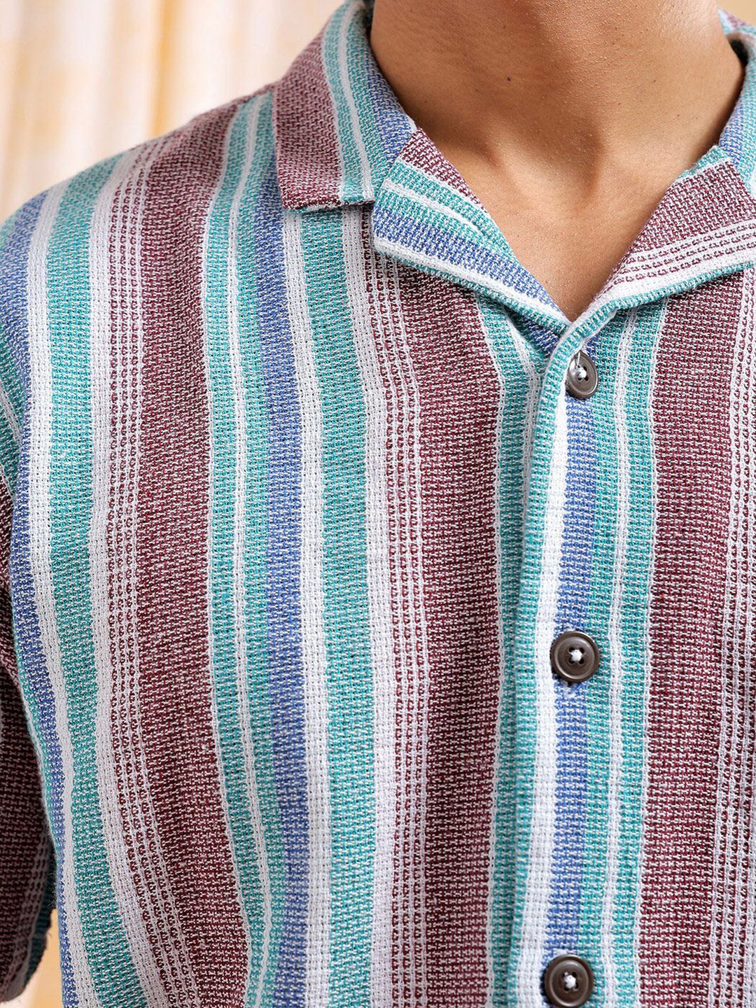 The Indian Garage Co Men Relaxed Fit Striped Resortwear Shirt - Image 2