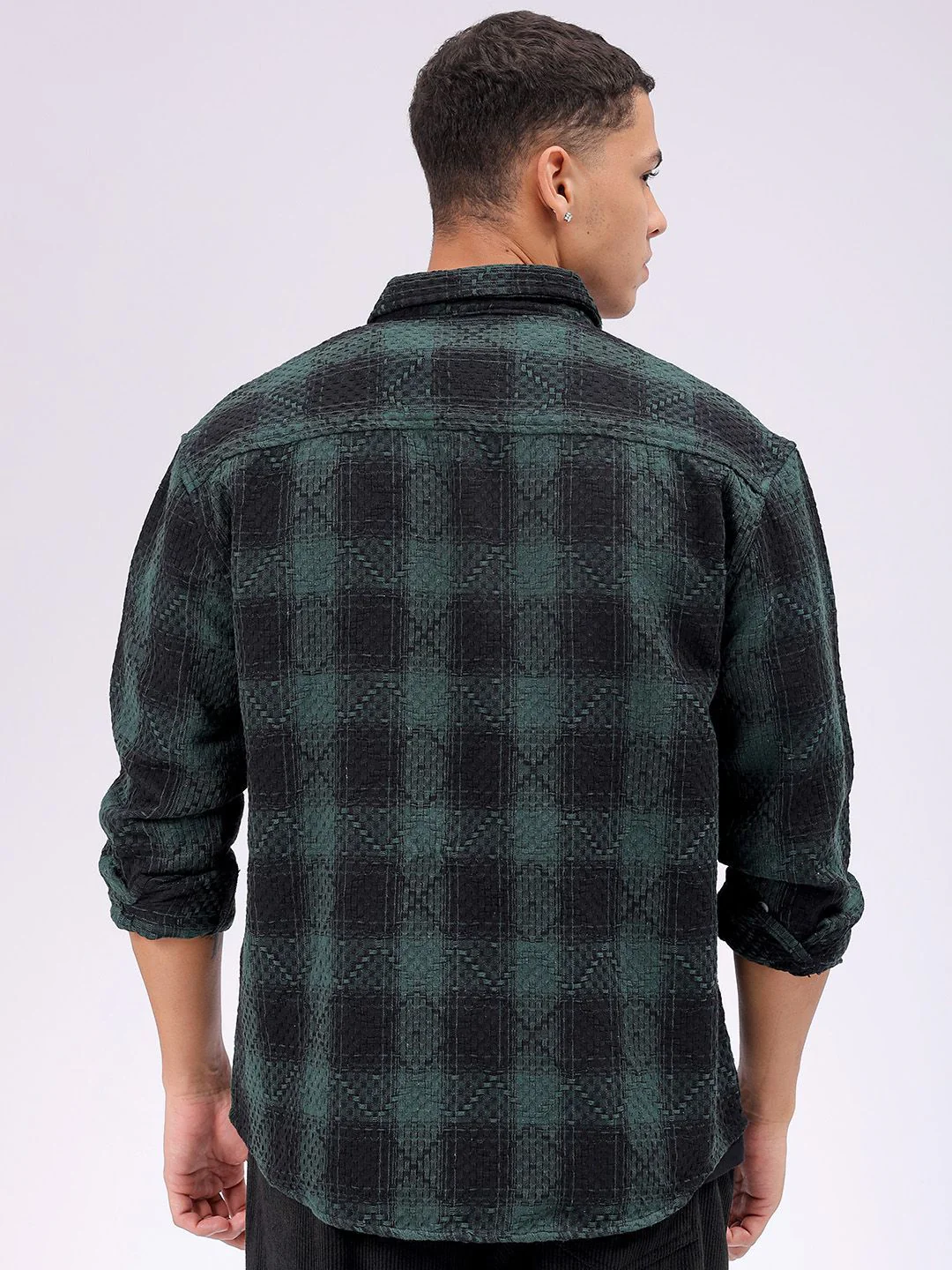 The Indian Garage Co Men Relaxed Fit Textured Checked Resortwear Shirt - Image 4
