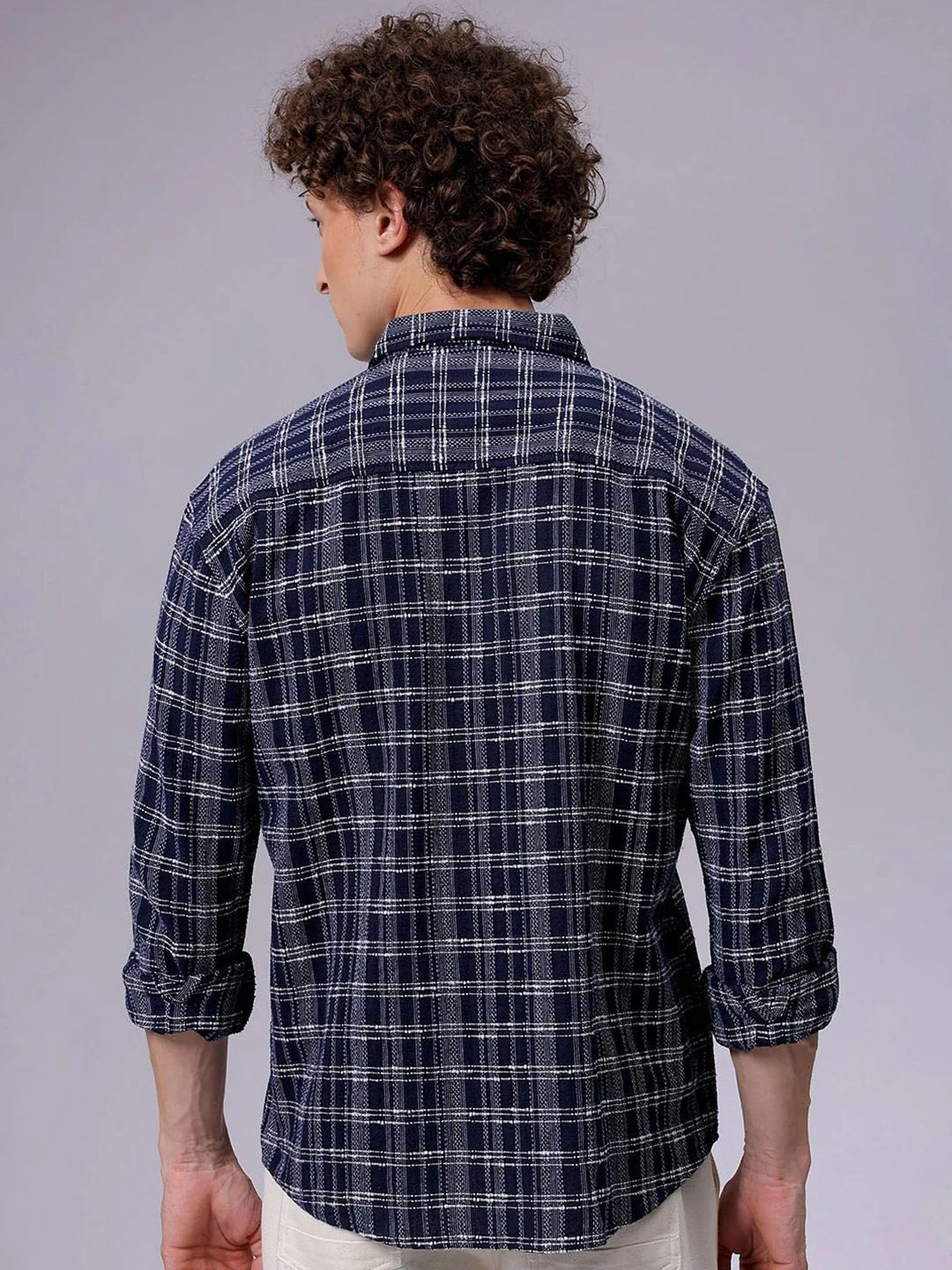 The Indian Garage Co Men Relaxed Fit Textured Checked Resortwear Shirt - Image 6