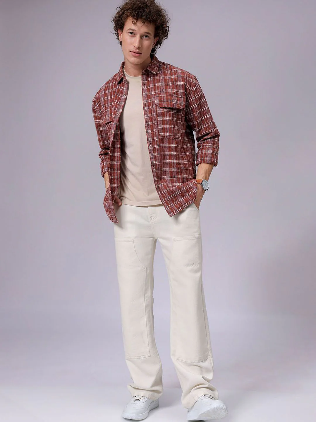 The Indian Garage Co Men Relaxed Fit Textured Checked Resortwear Shirt - Image 4