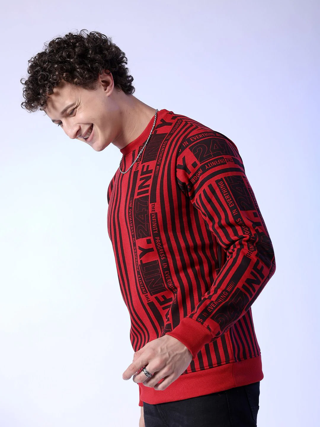 The Indian Garage Co Men Round Neck Striped Pullover Sweatshirt - Image 3
