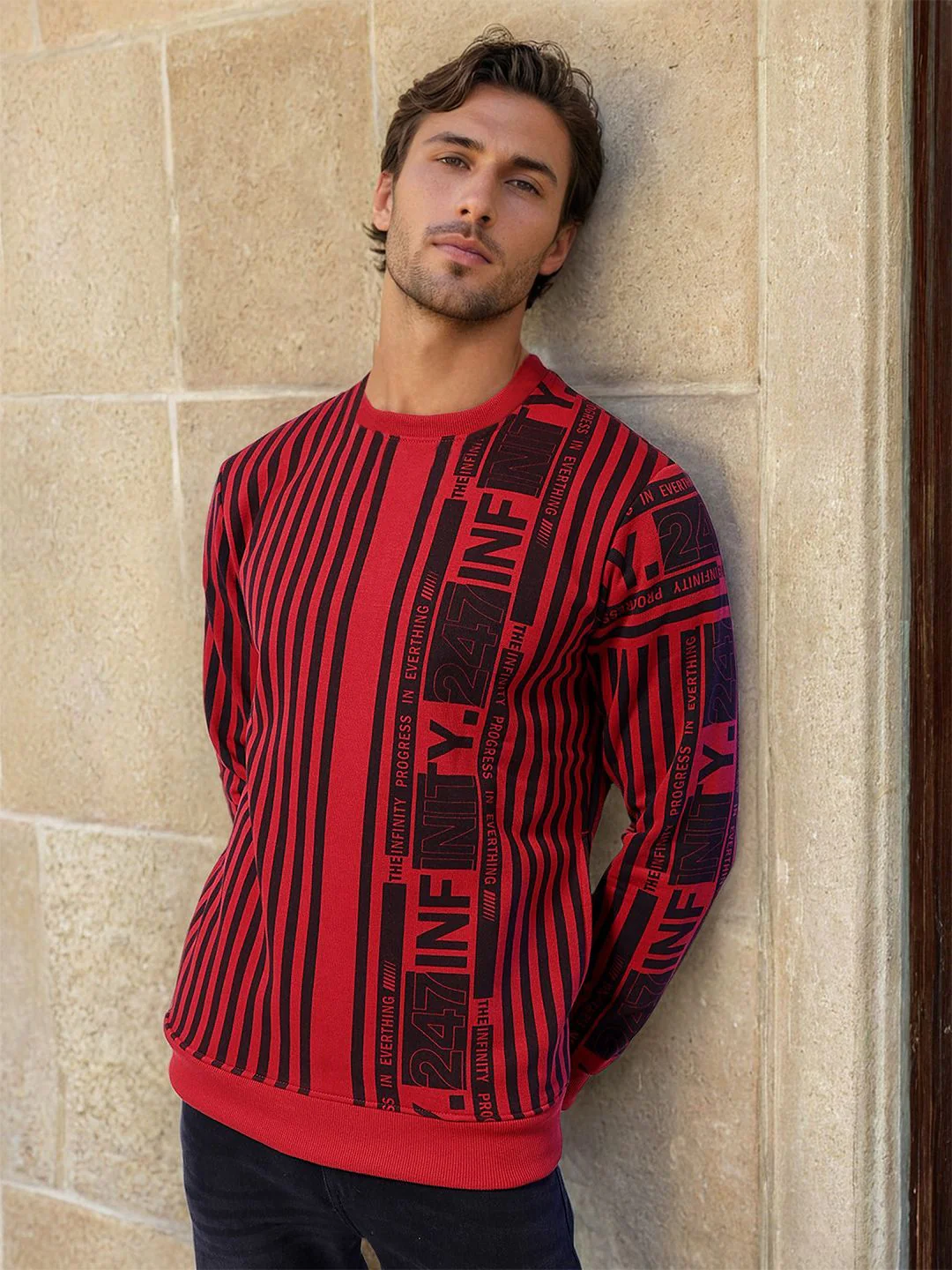 The Indian Garage Co Men Round Neck Striped Pullover Sweatshirt - Image 7