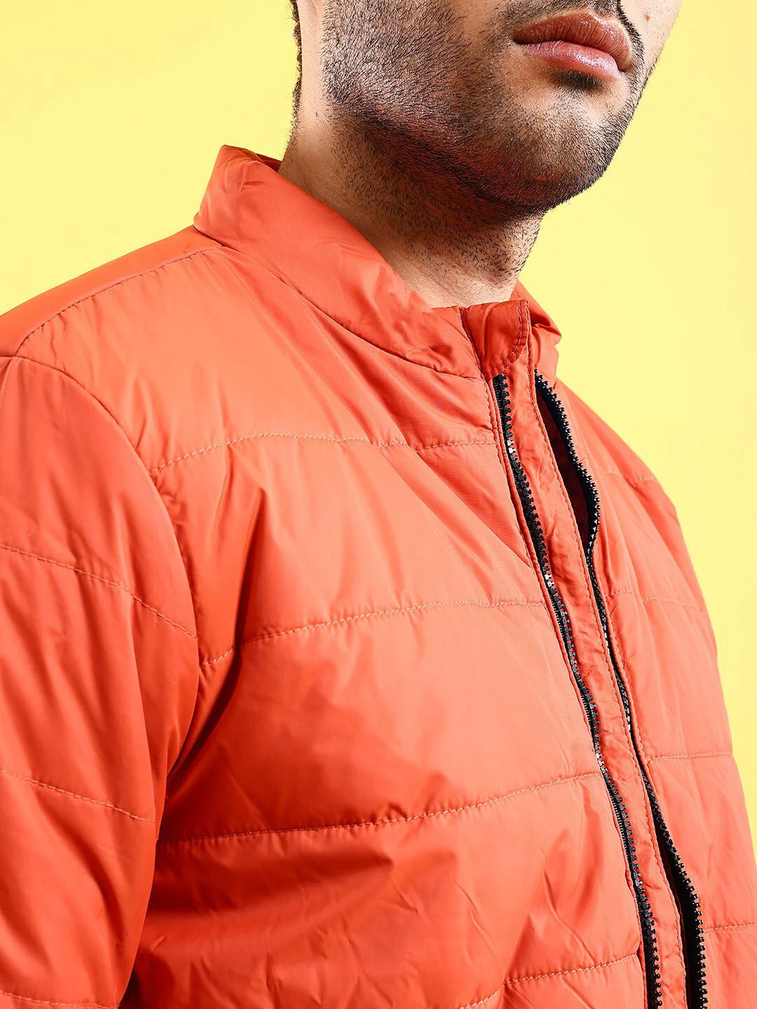 The Indian Garage Co Men Rust Colourblocked Crop Outdoor Padded Jacket - Image 2