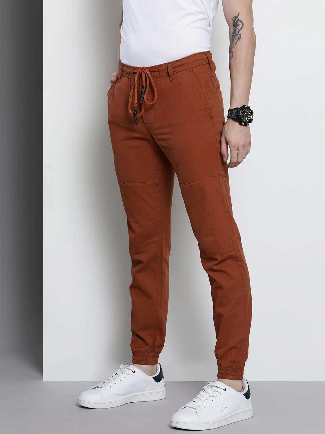 The Indian Garage Co Men Rust Joggers Trousers - Image 2