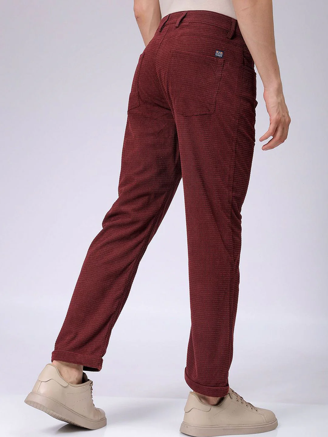 The Indian Garage Co Men Self Design Straight Fit Chinos Trousers - Image 5