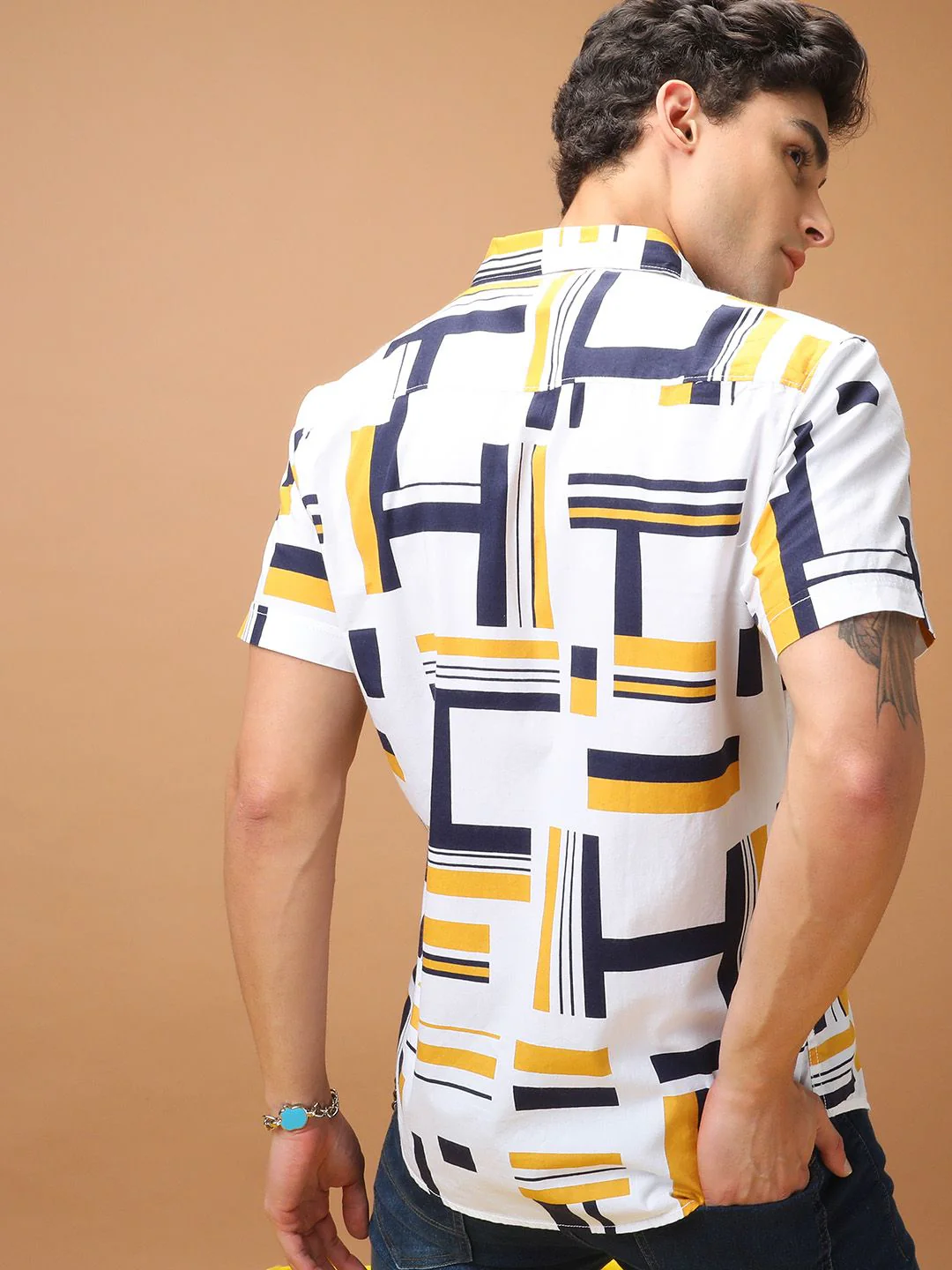 The Indian Garage Co Men Slim Fit Abstract Printed Resortwear Shirt - Image 4