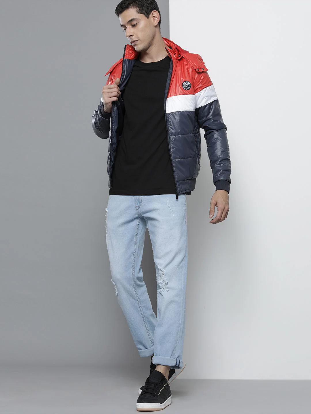 The Indian Garage Co Men Slim Fit Biker Jacket with Detachable Hood - Image 4