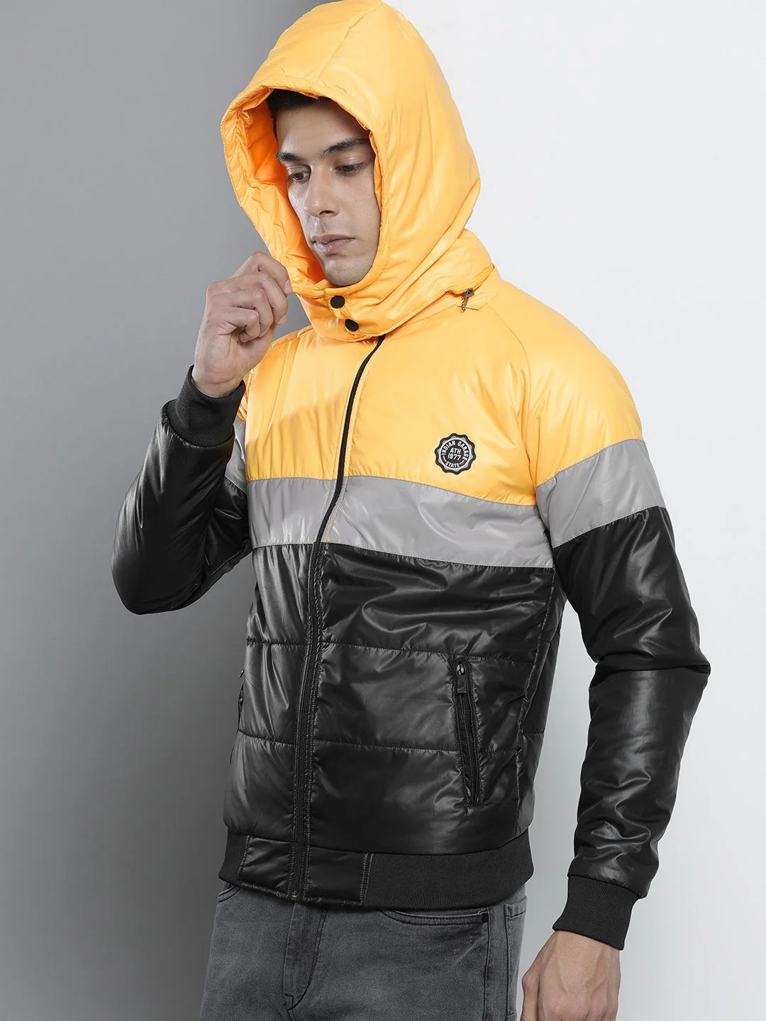 The Indian Garage Co Men Slim Fit Biker Jacket with Detachable Hood - Image 3