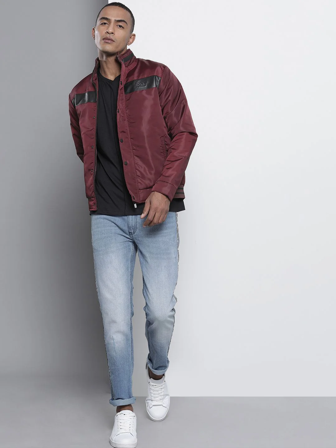 The Indian Garage Co Men Slim Fit Bomber Jacket with Insert Pockets - Image 4