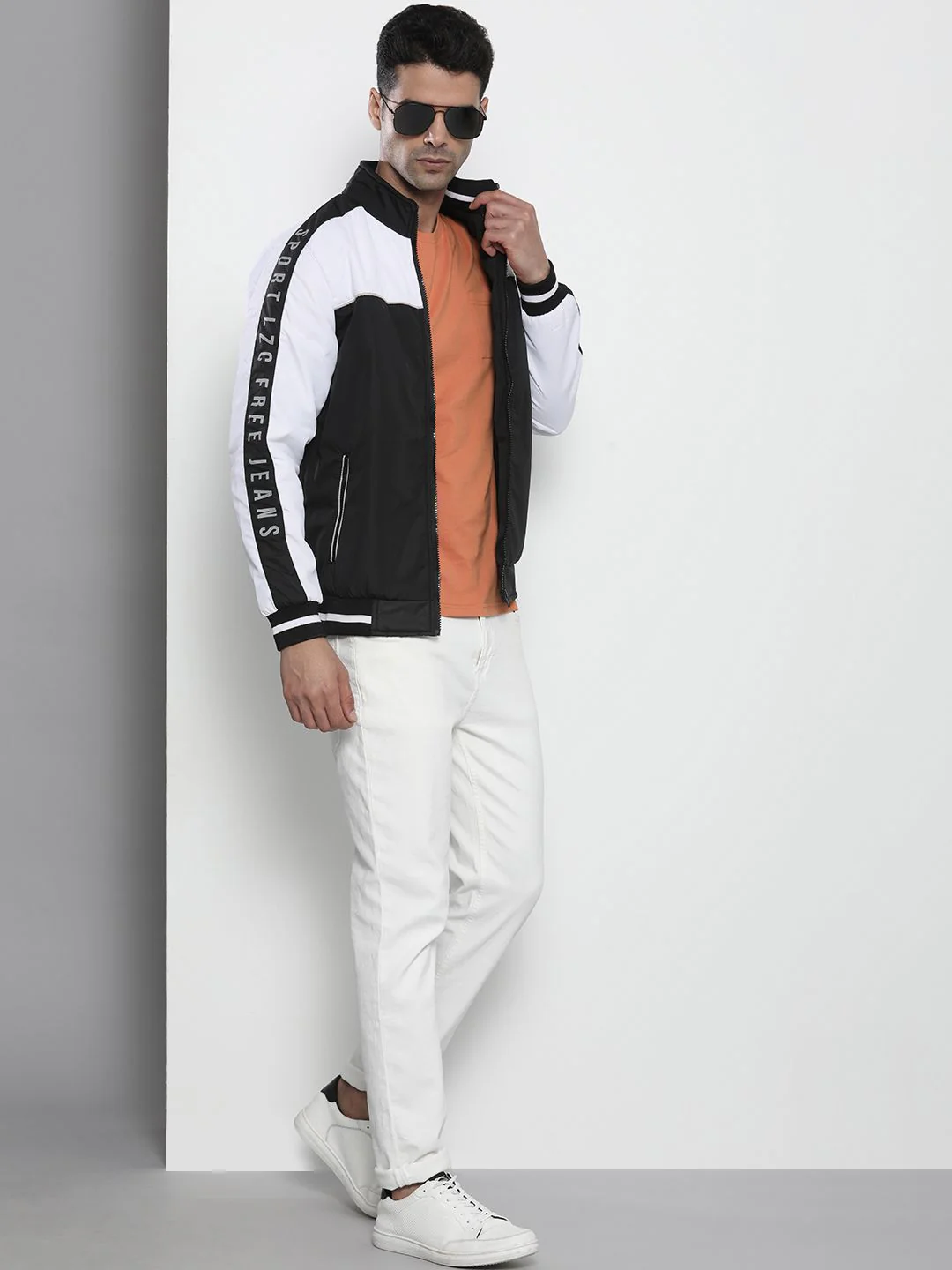 The Indian Garage Co Men Slim Fit Colourblock Zip-Front Bomber Jacket - Image 4