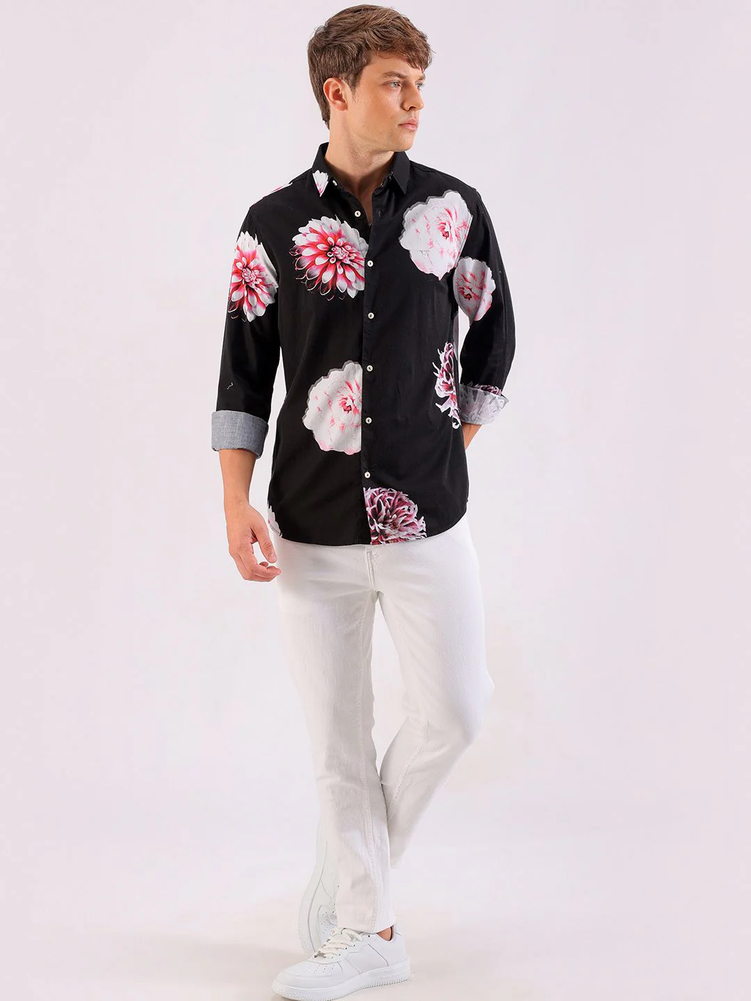 The Indian Garage Co Men Slim Fit Floral Opaque Printed Shirt - Image 6