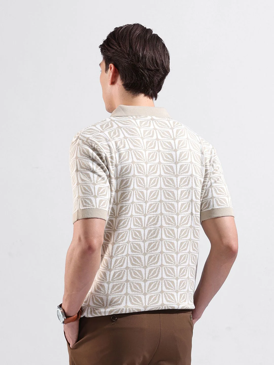 The Indian Garage Co Men Slim Fit Geometric Casual Flat Knit Shirt - Image 6