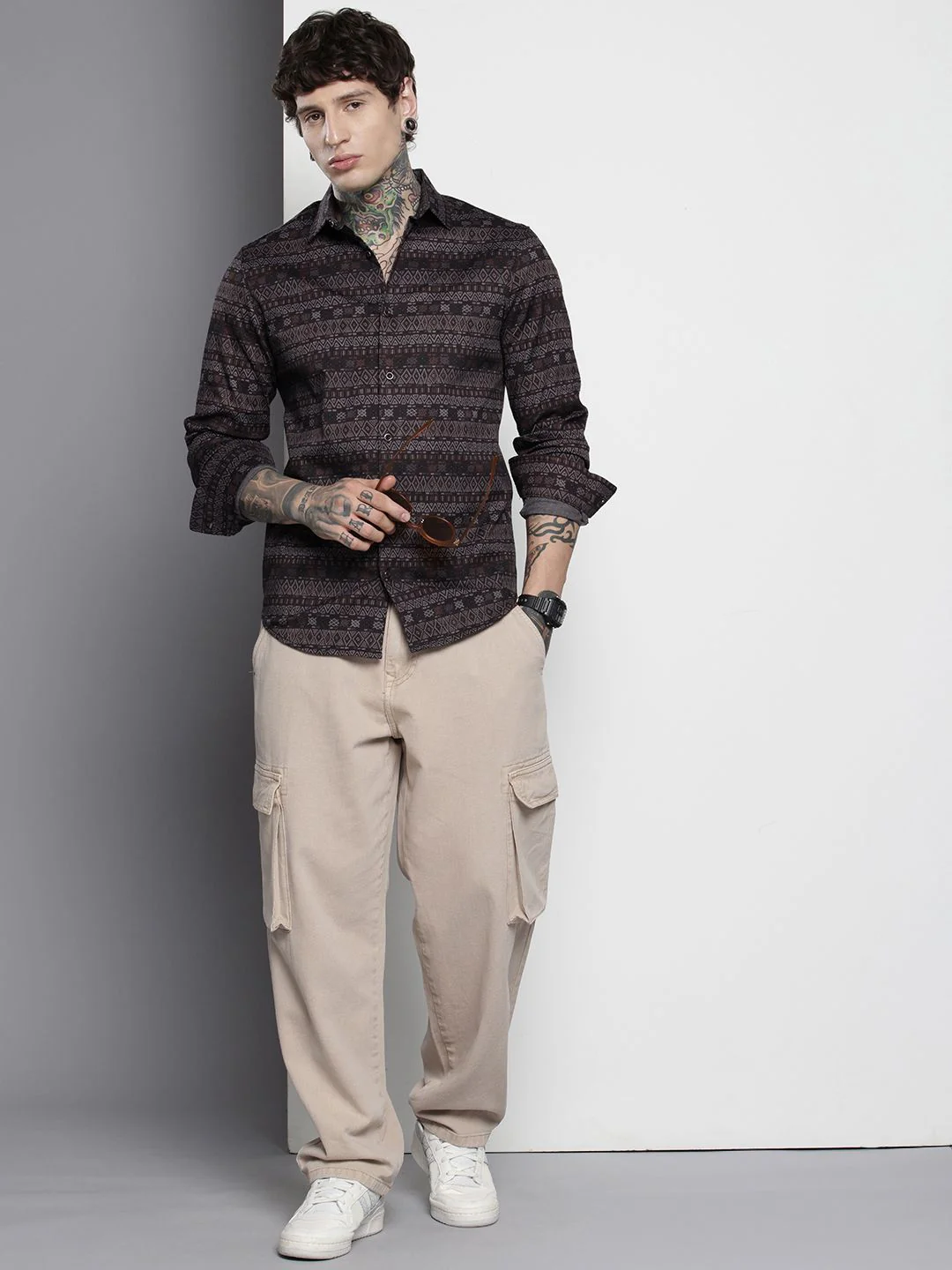 The Indian Garage Co Men Slim Fit Geometric Print Shirt - Image 6
