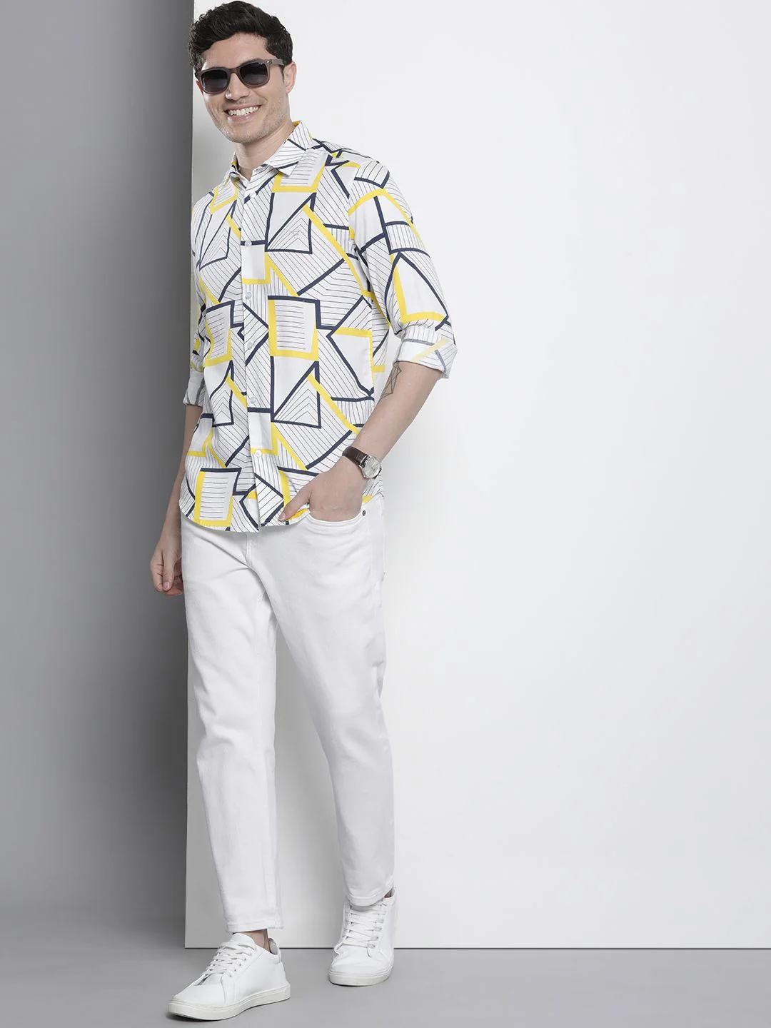 The Indian Garage Co Men Slim Fit Geometric Printed Party Shirt - Image 6