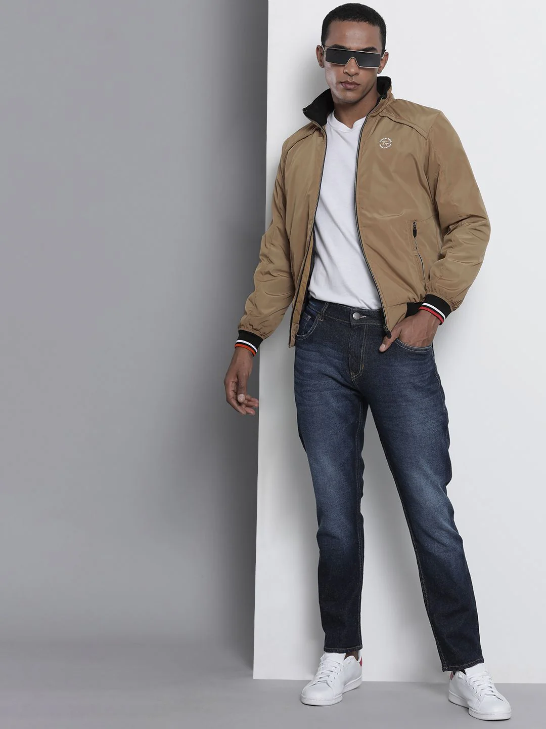 The Indian Garage Co Men Slim Fit High-Neck Zip-Front Bomber Jacket - Image 4