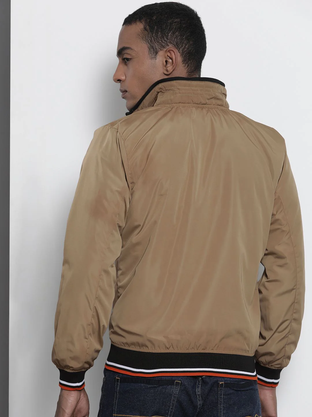 The Indian Garage Co Men Slim Fit High-Neck Zip-Front Bomber Jacket - Image 5