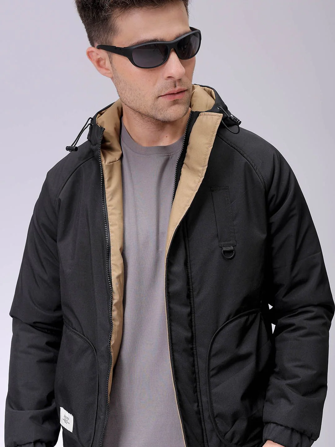 The Indian Garage Co Men Slim Fit Hooded Bomber Jacket - Image 2