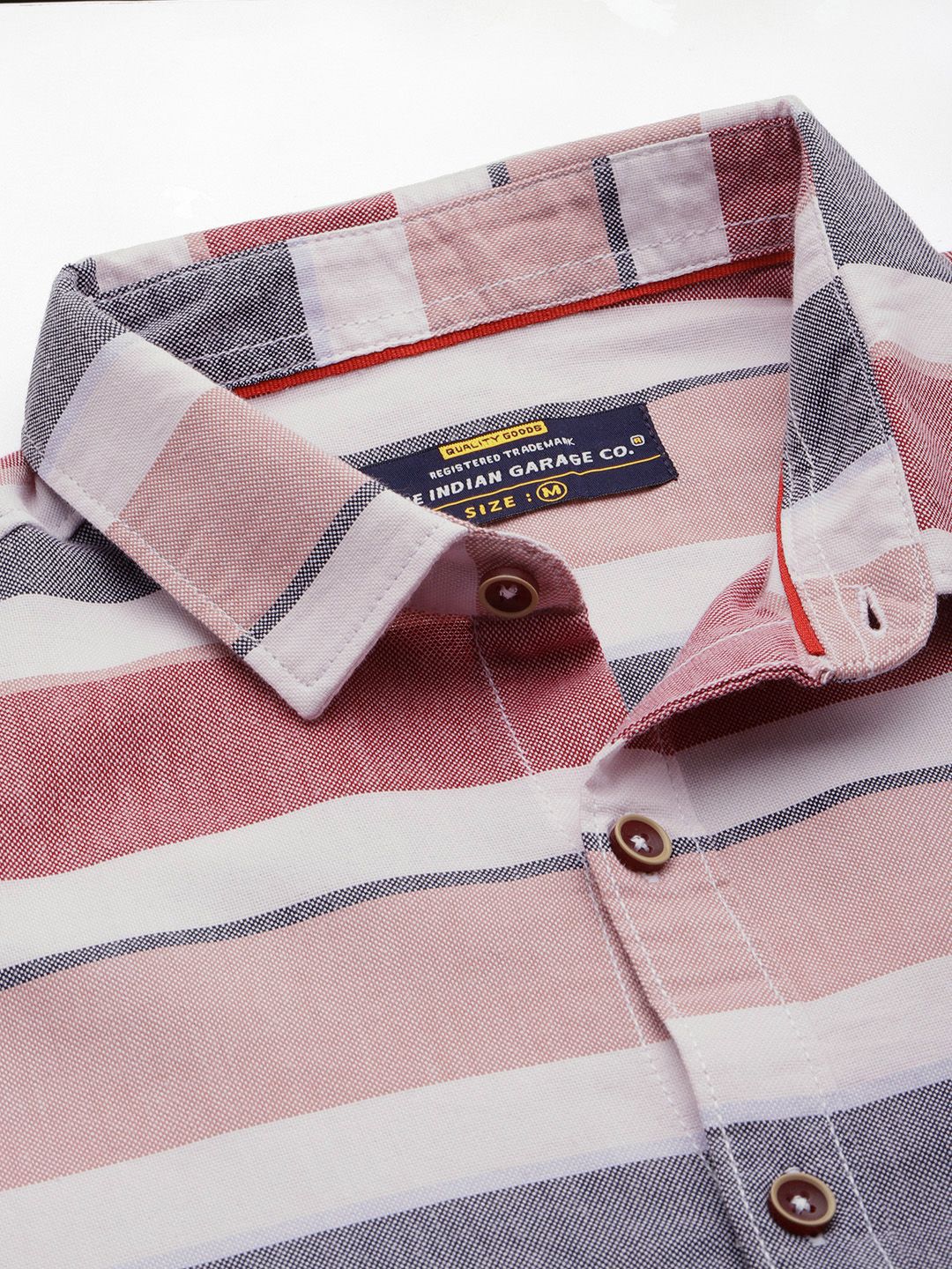 The Indian Garage Co Men Slim Fit Horizontal Striped Casual Shirt - Image 2
