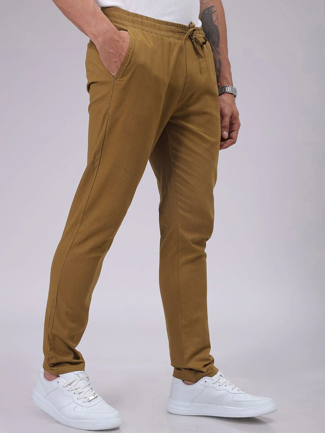 The Indian Garage Co Men Slim Fit Joggers Solid Trousers - Image 2