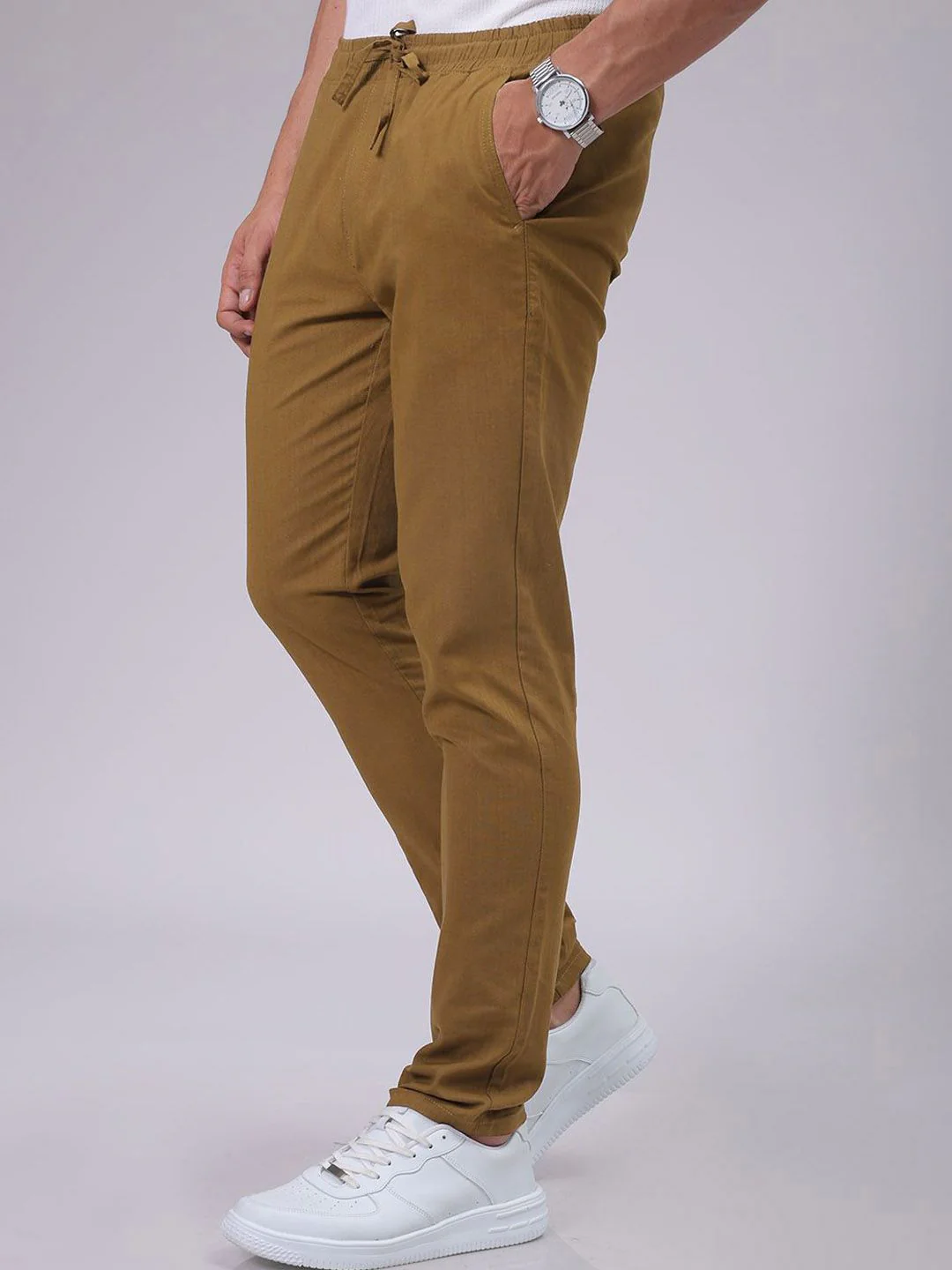 The Indian Garage Co Men Slim Fit Joggers Solid Trousers - Image 3