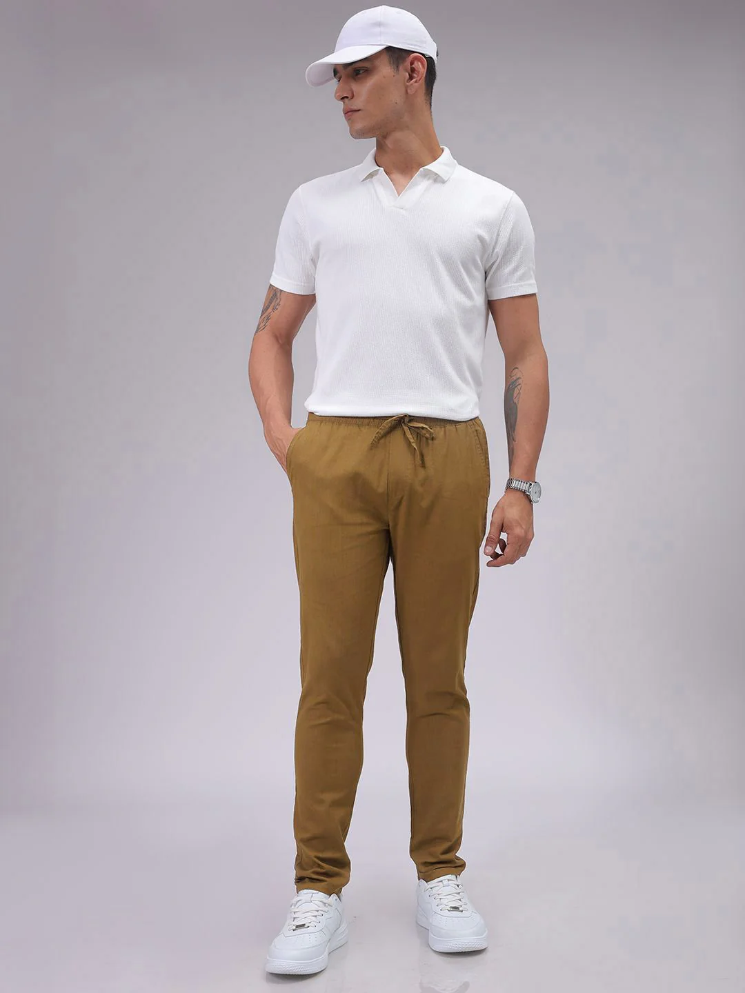 The Indian Garage Co Men Slim Fit Joggers Solid Trousers - Image 4