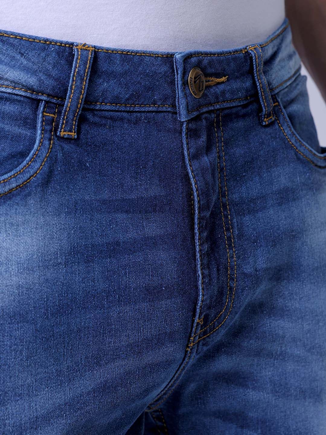 The Indian Garage Co Men Slim Fit Mid-Rise Heavy Fade Stretchable Jeans - Image 6