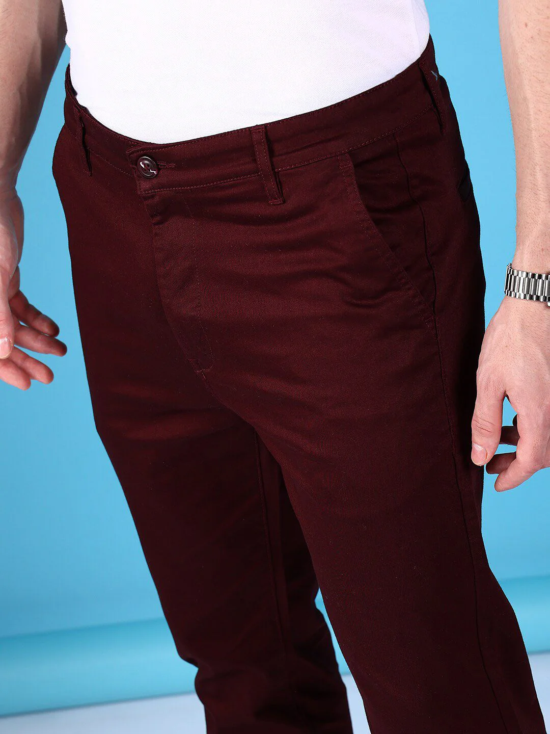 The Indian Garage Co Men Slim Fit Mid-Rise Trousers - Image 4