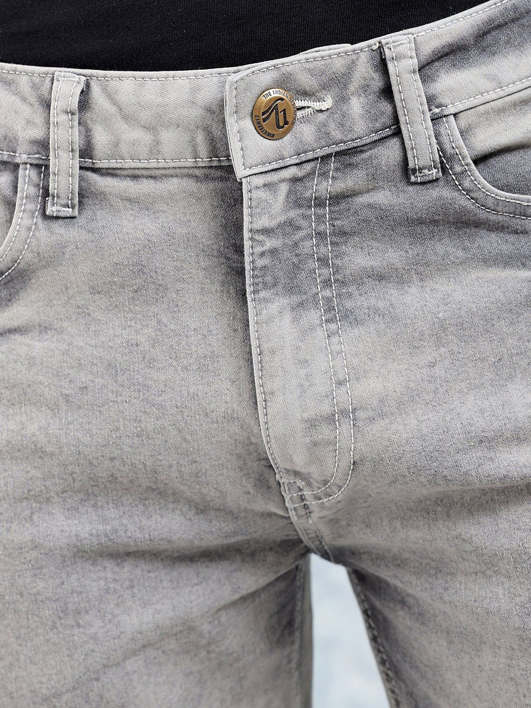 The Indian Garage Co Men Slim Fit Mildly Distressed Heavy Fade Jeans - Image 6