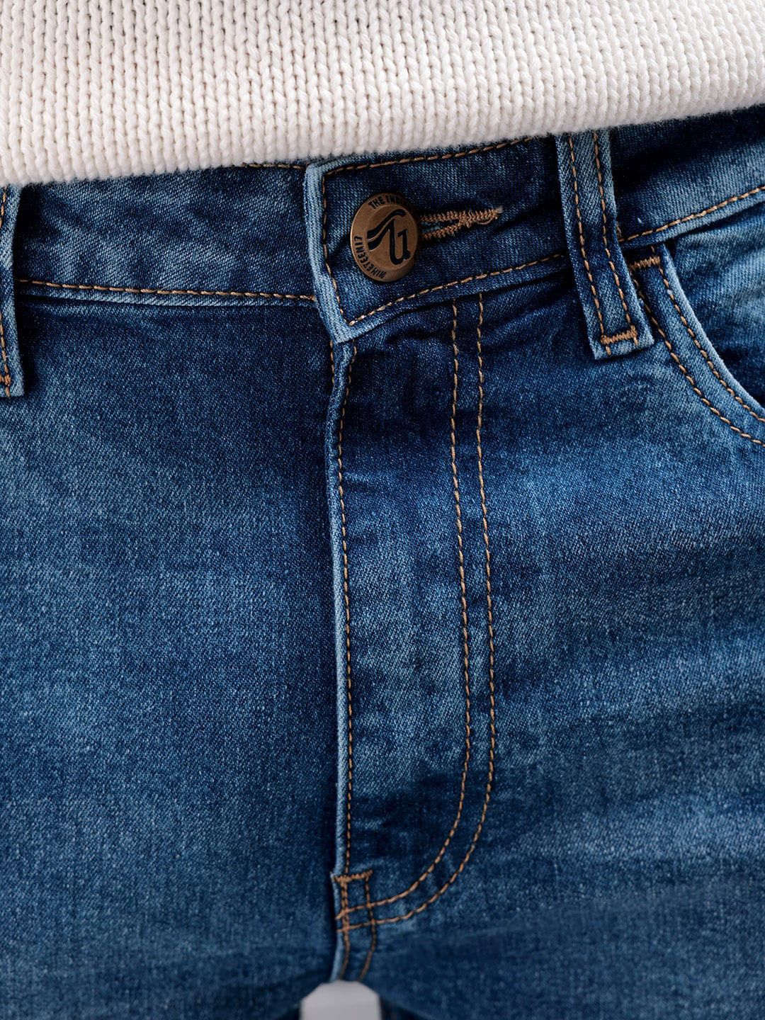 The Indian Garage Co Men Slim Fit Mildly Distressed Light Fade Jeans - Image 4