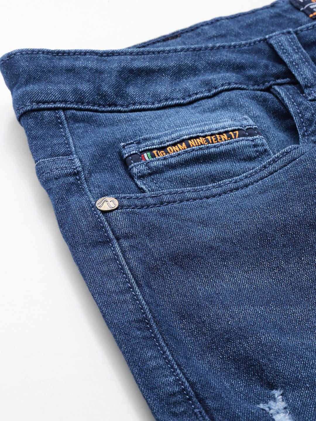 The Indian Garage Co Men Slim Fit Mildly Distressed Stretchable Light Fade Jeans - Image 6