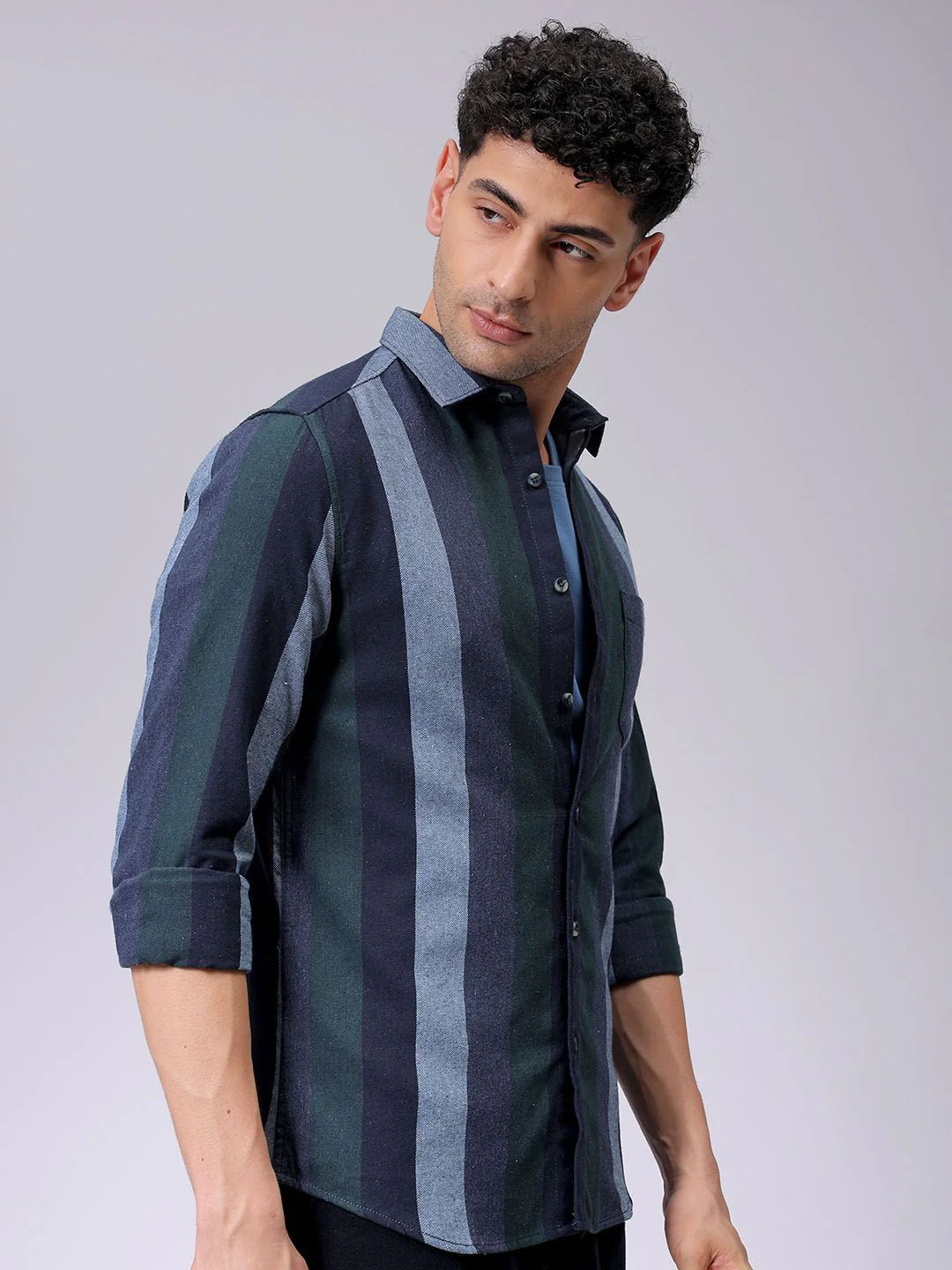 The Indian Garage Co Men Slim Fit Multi Stripes Opaque Printed Casual Shirt - Image 2
