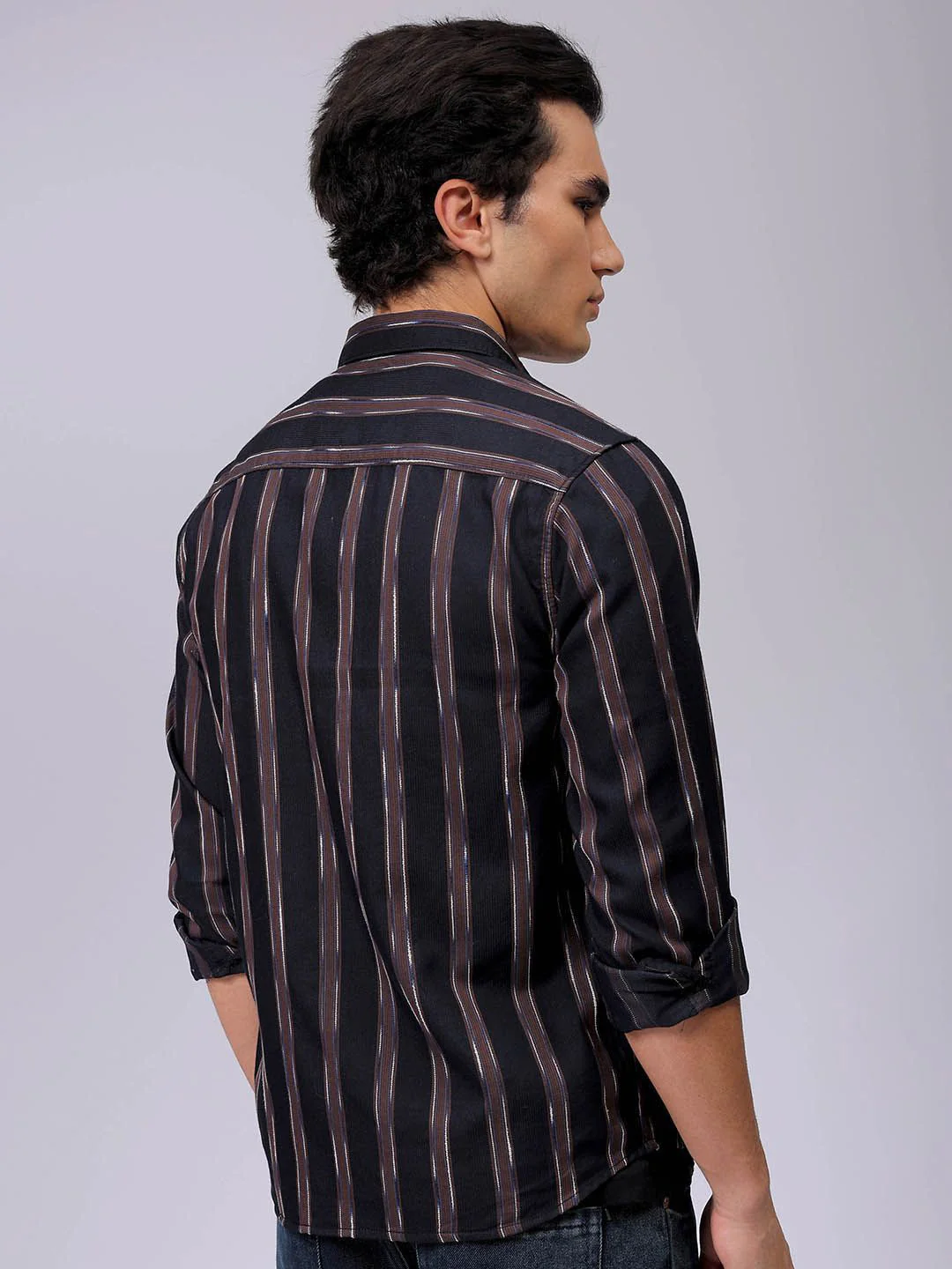 The Indian Garage Co Men Slim Fit Multi Stripes Opaque Striped Casual Shirt - Image 4