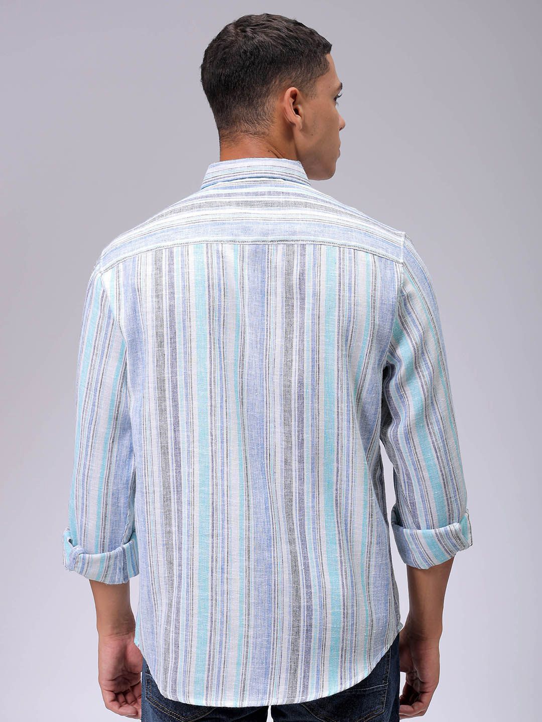 The Indian Garage Co Men Slim Fit Multi Stripes Opaque Striped Casual Shirt - Image 4