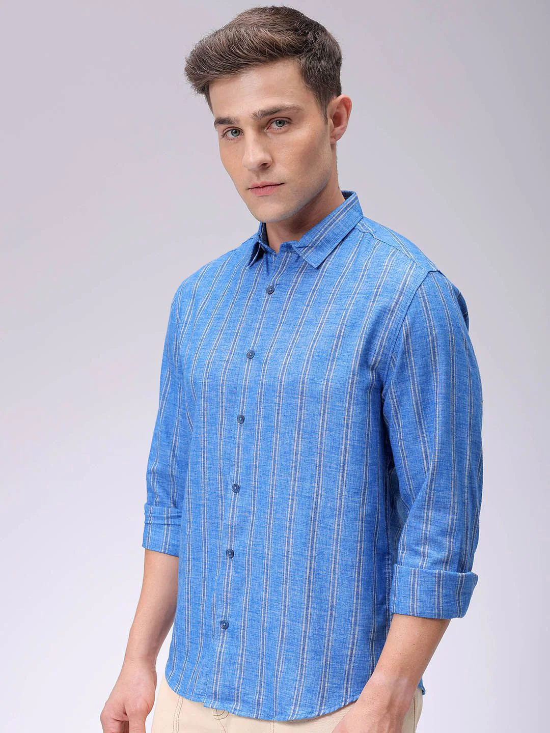 The Indian Garage Co Men Slim Fit Multi Stripes Opaque Striped Casual Shirt - Image 4