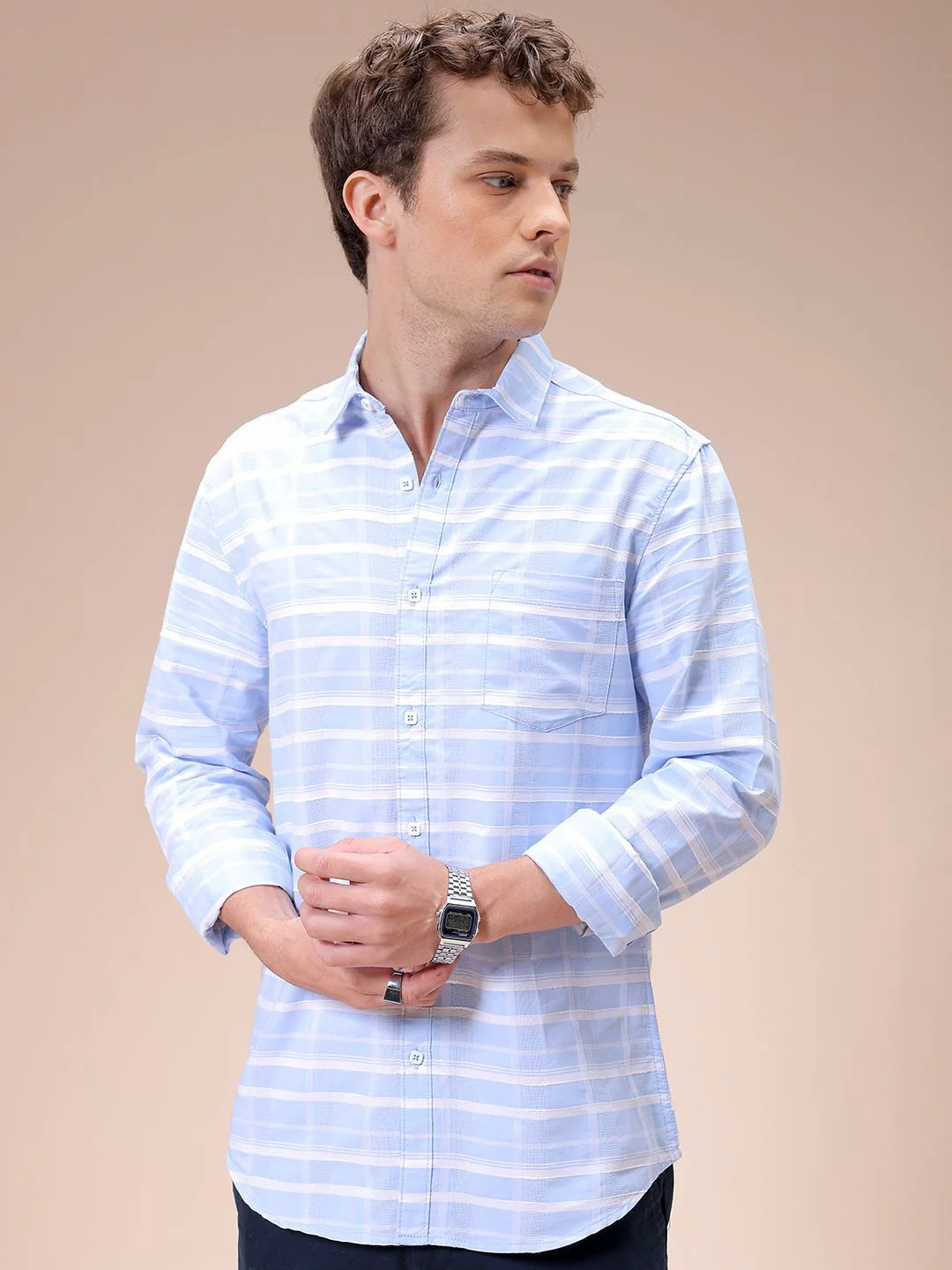 The Indian Garage Co Men Slim Fit Opaque Checked Casual Shirt - Image 2