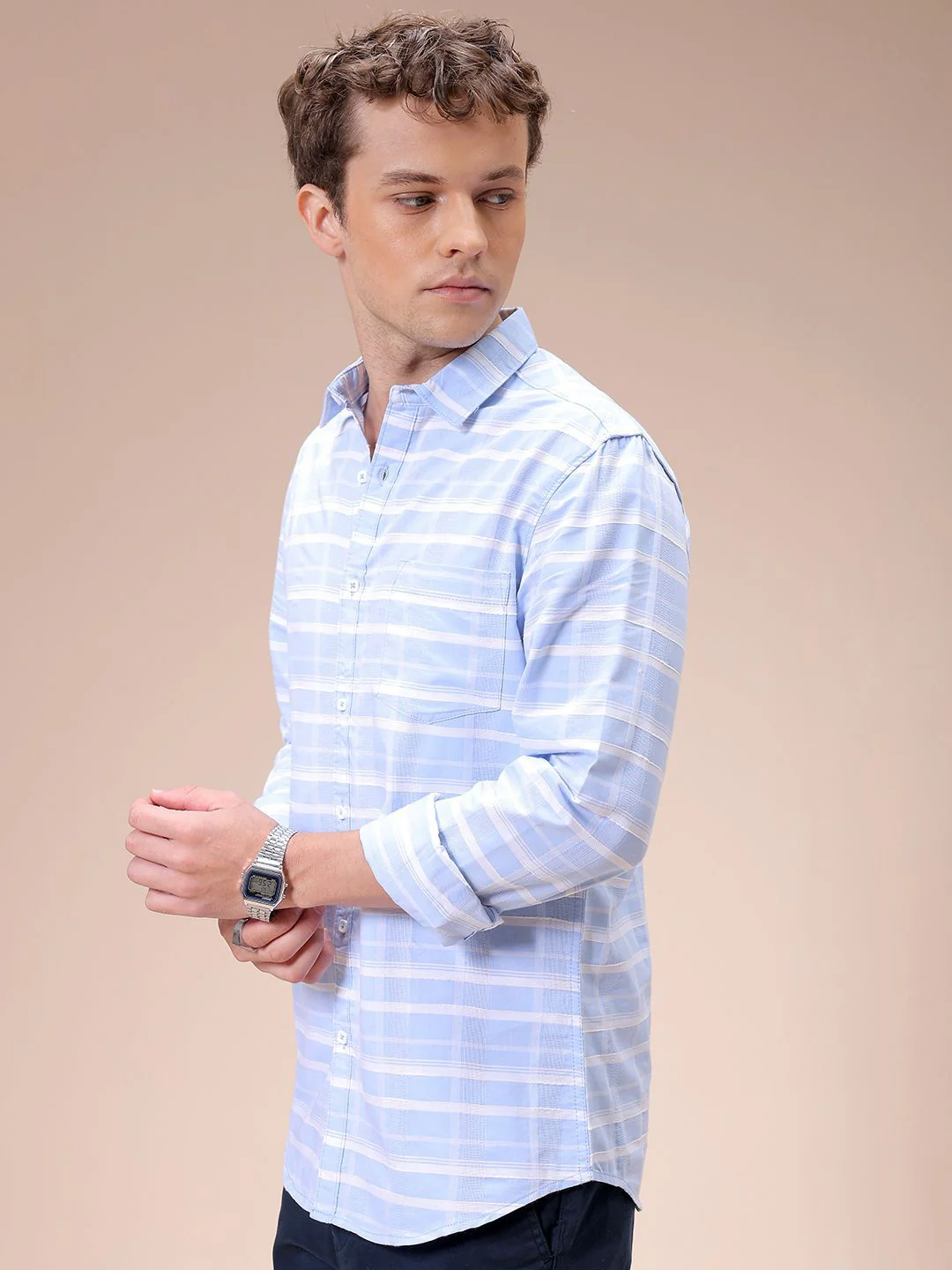 The Indian Garage Co Men Slim Fit Opaque Checked Casual Shirt - Image 4