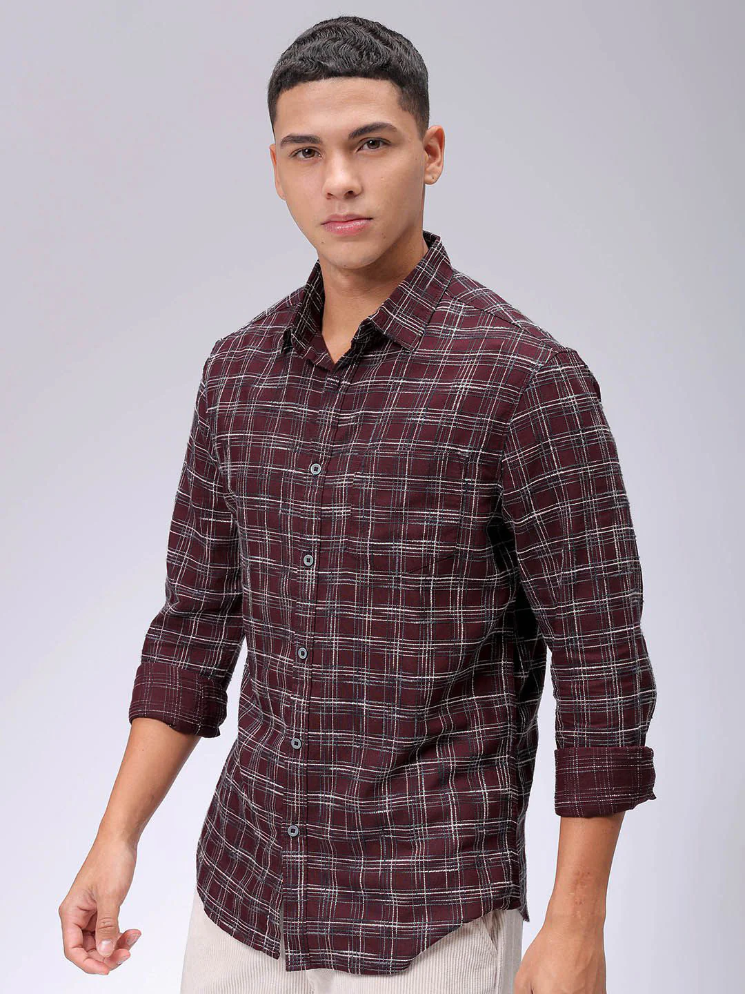 The Indian Garage Co Men Slim Fit Opaque Checked Casual Shirt - Image 2