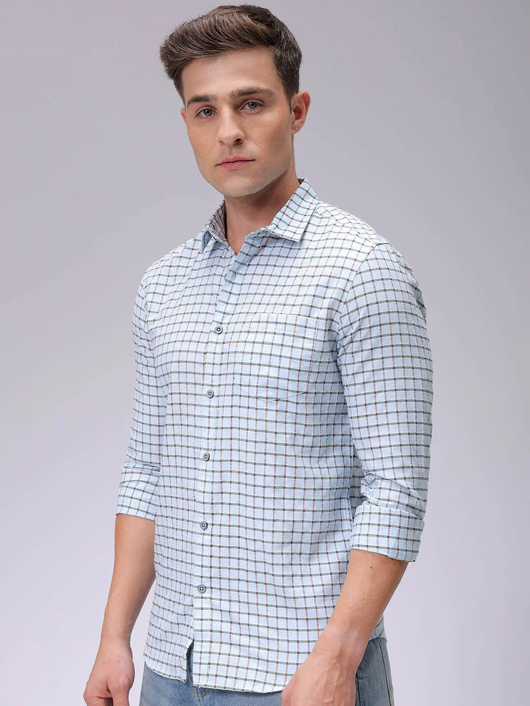 The Indian Garage Co Men Slim Fit Opaque Checked Casual Shirt - Image 4