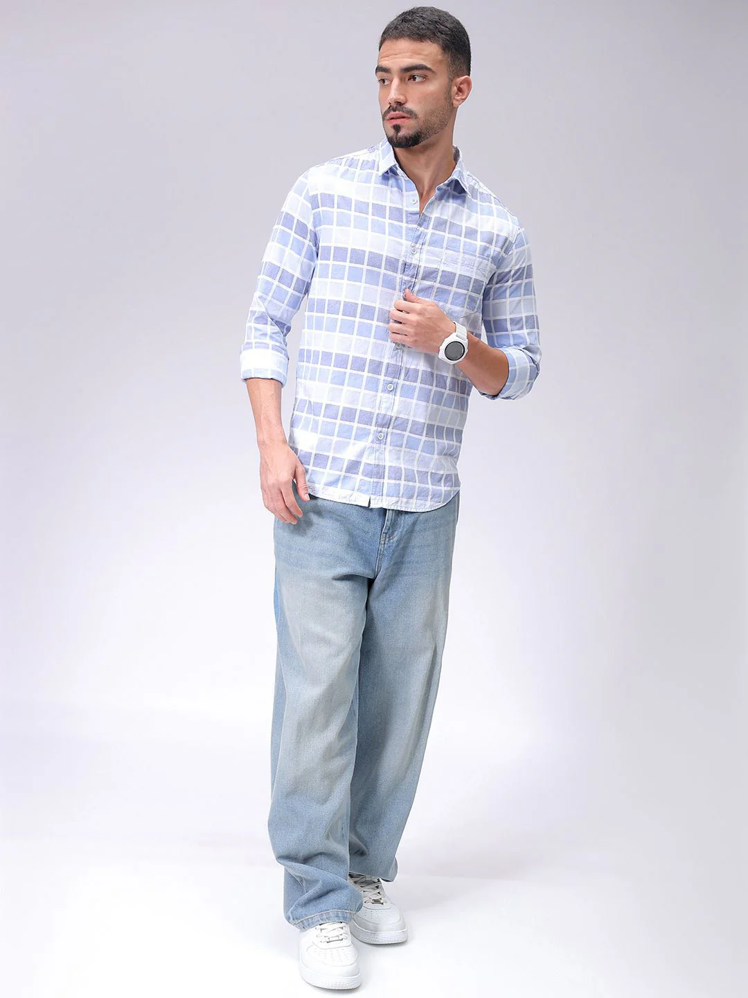 The Indian Garage Co Men Slim Fit Opaque Checked Casual Shirt - Image 2