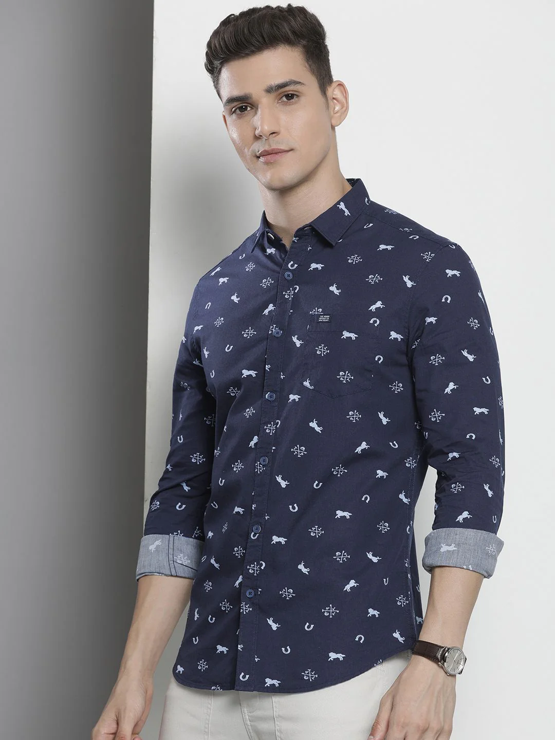 The Indian Garage Co Men Slim Fit Opaque Printed Casual Shirt - Image 5