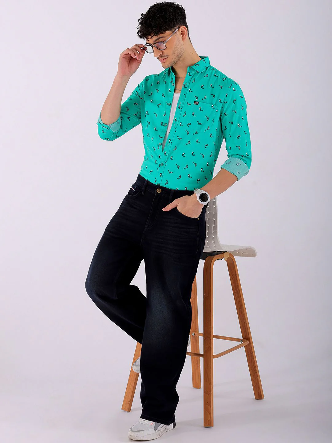 The Indian Garage Co Men Slim Fit Opaque Printed Casual Shirt - Image 6