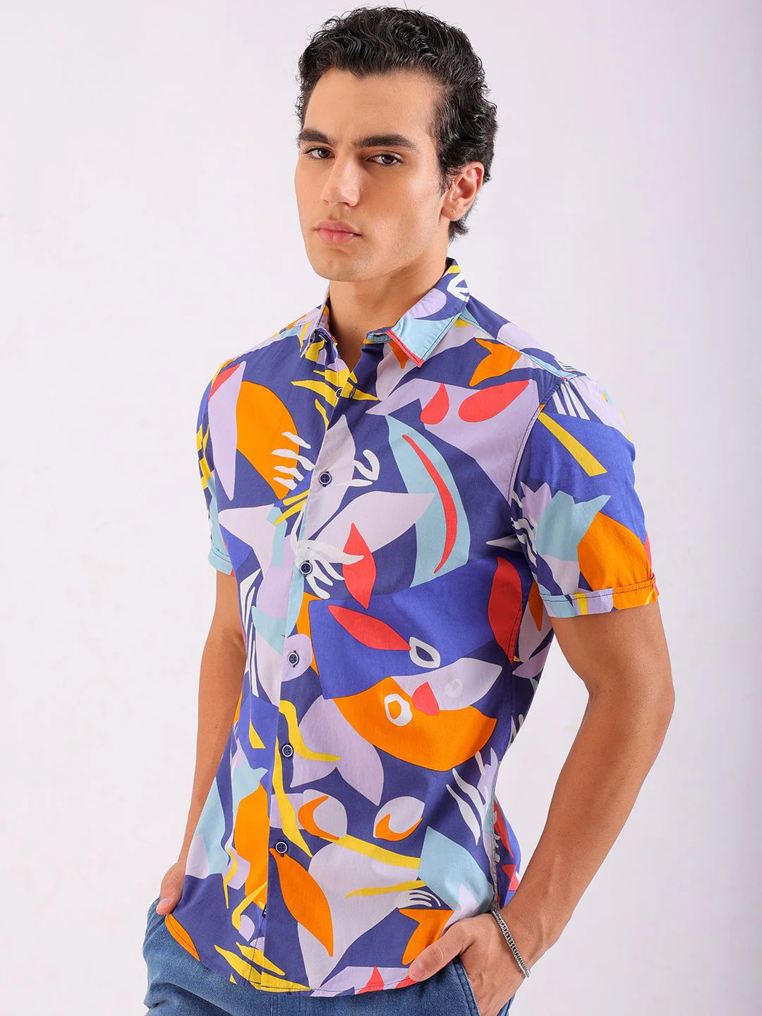The Indian Garage Co Men Slim Fit Opaque Printed Casual Shirt - Image 5