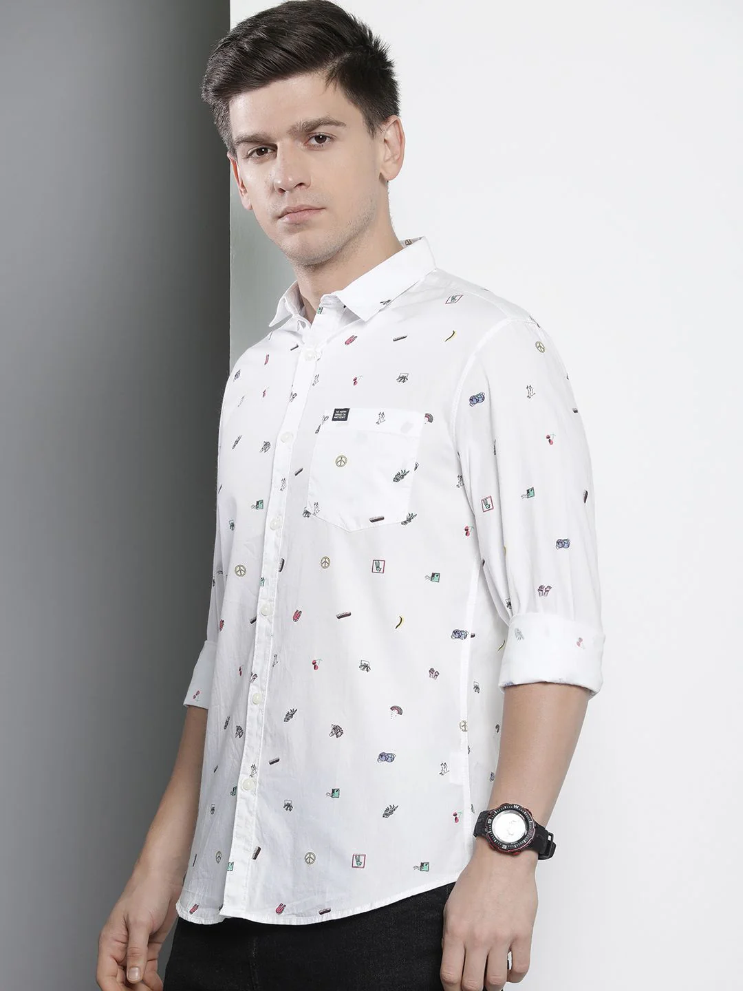 The Indian Garage Co Men Slim Fit Opaque Printed Casual Shirt - Image 5