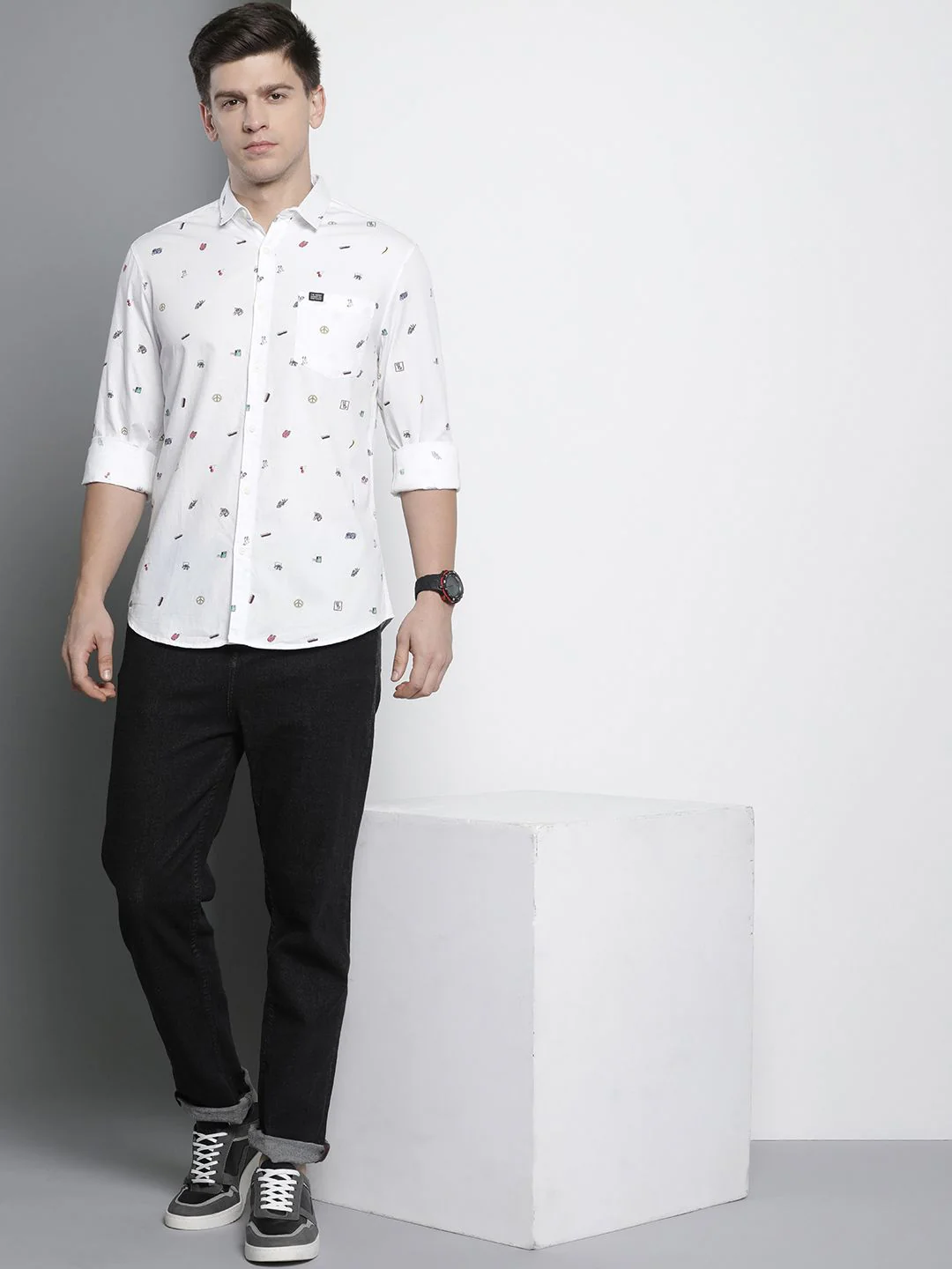 The Indian Garage Co Men Slim Fit Opaque Printed Casual Shirt - Image 6