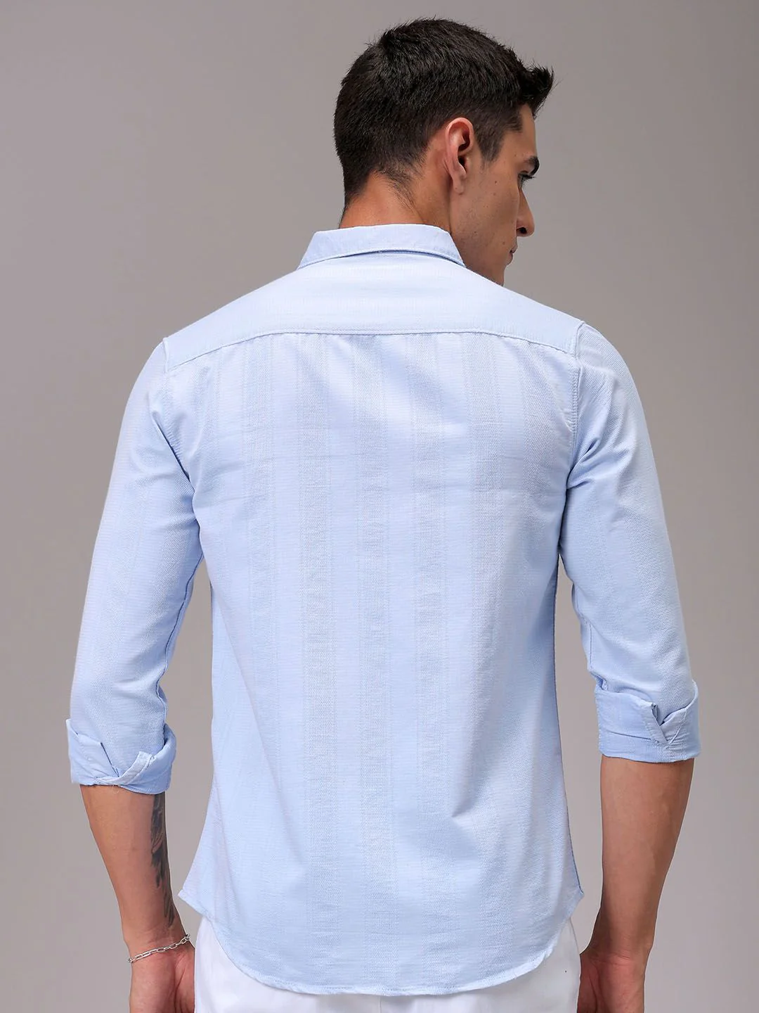 The Indian Garage Co Men Slim Fit Opaque Striped Casual Shirt - Image 6