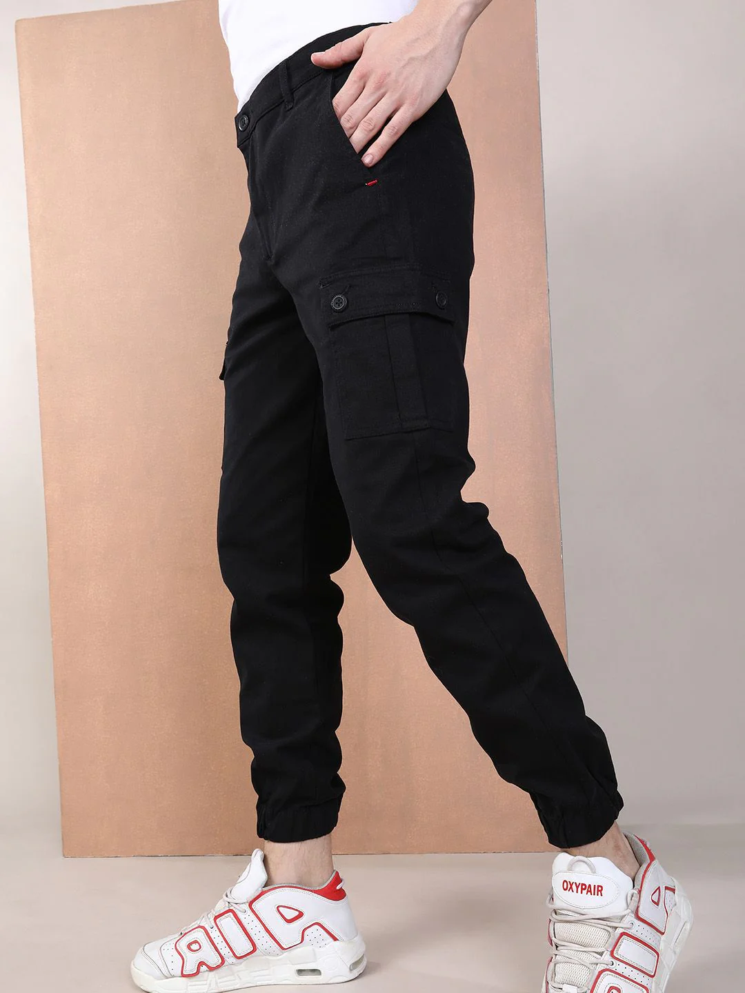The Indian Garage Co Men Slim Fit Solid Cargos Joggers - Image 2
